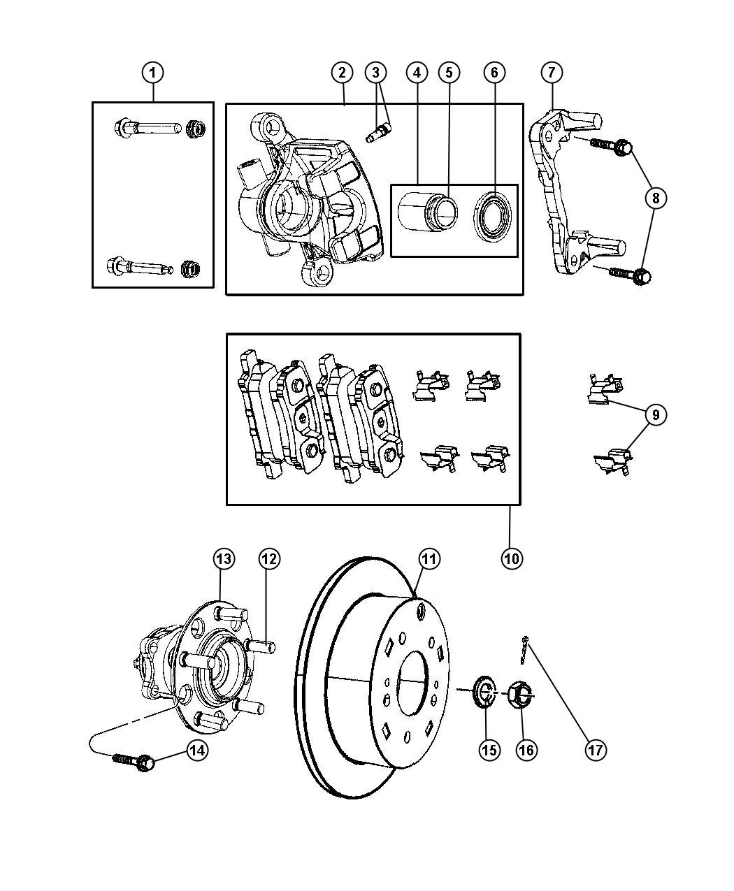 Diagram Brakes,Rear,Disc. for your 2003 Chrysler 300  M 