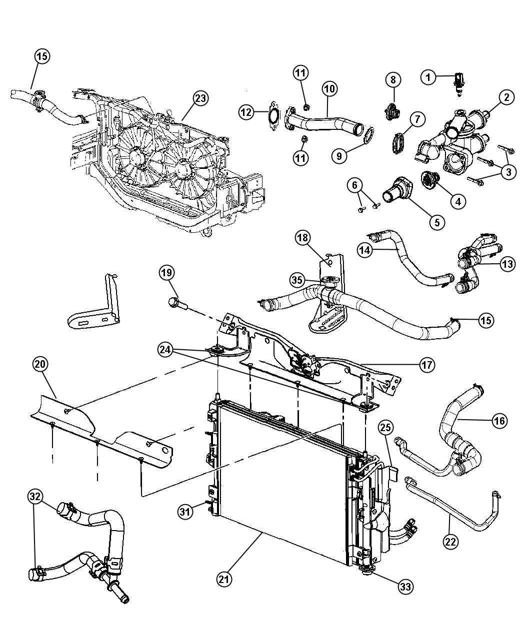 Diagram Radiator and Related Parts. for your 1999 Chrysler 300  M 