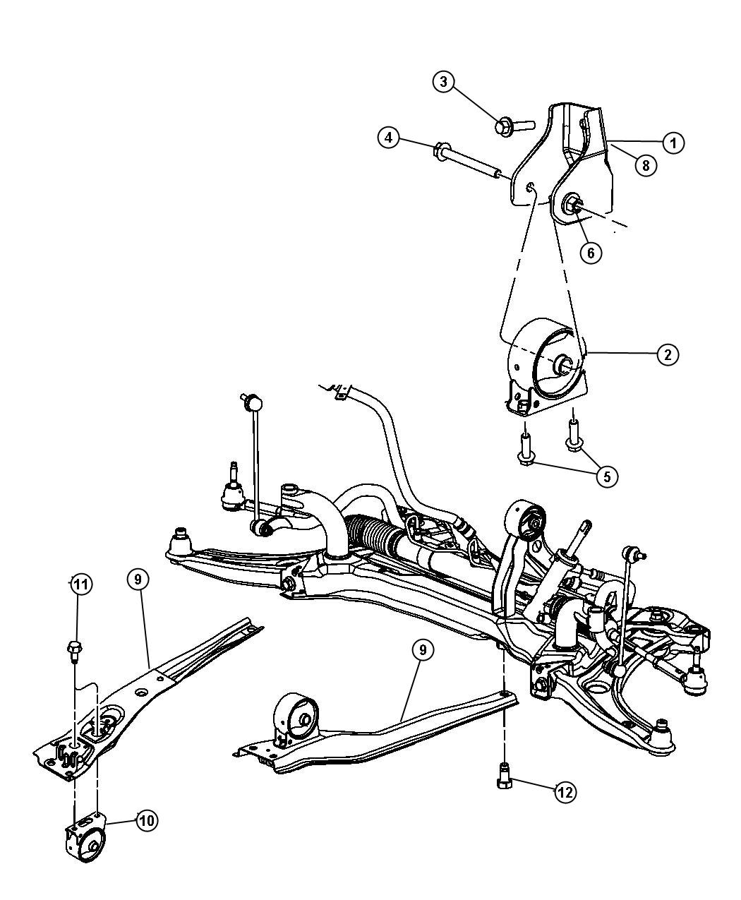 Diagram Torque Support, Front. for your 2002 Chrysler 300  M 