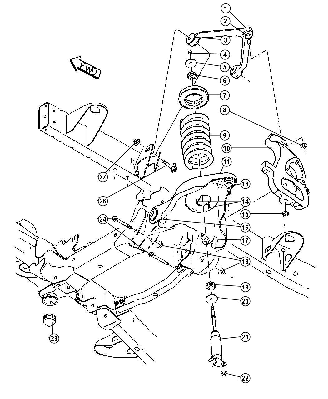 Diagram Control Arms,Springs and Shocks,D1-3. for your 1999 Dodge Grand Caravan   