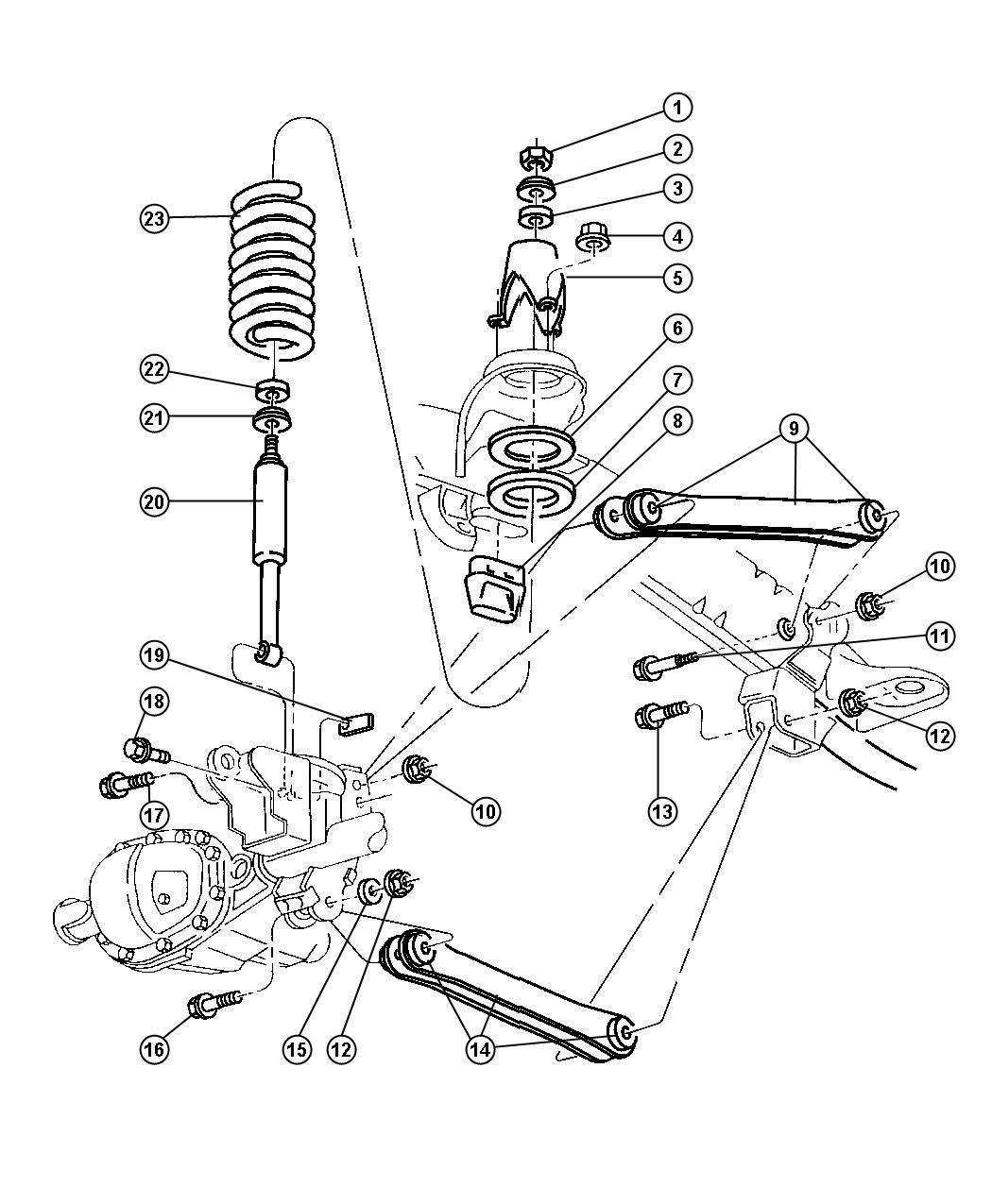 Diagram Control Arms,Springs and Shocks,D1-8. for your 2016 Dodge Dart   