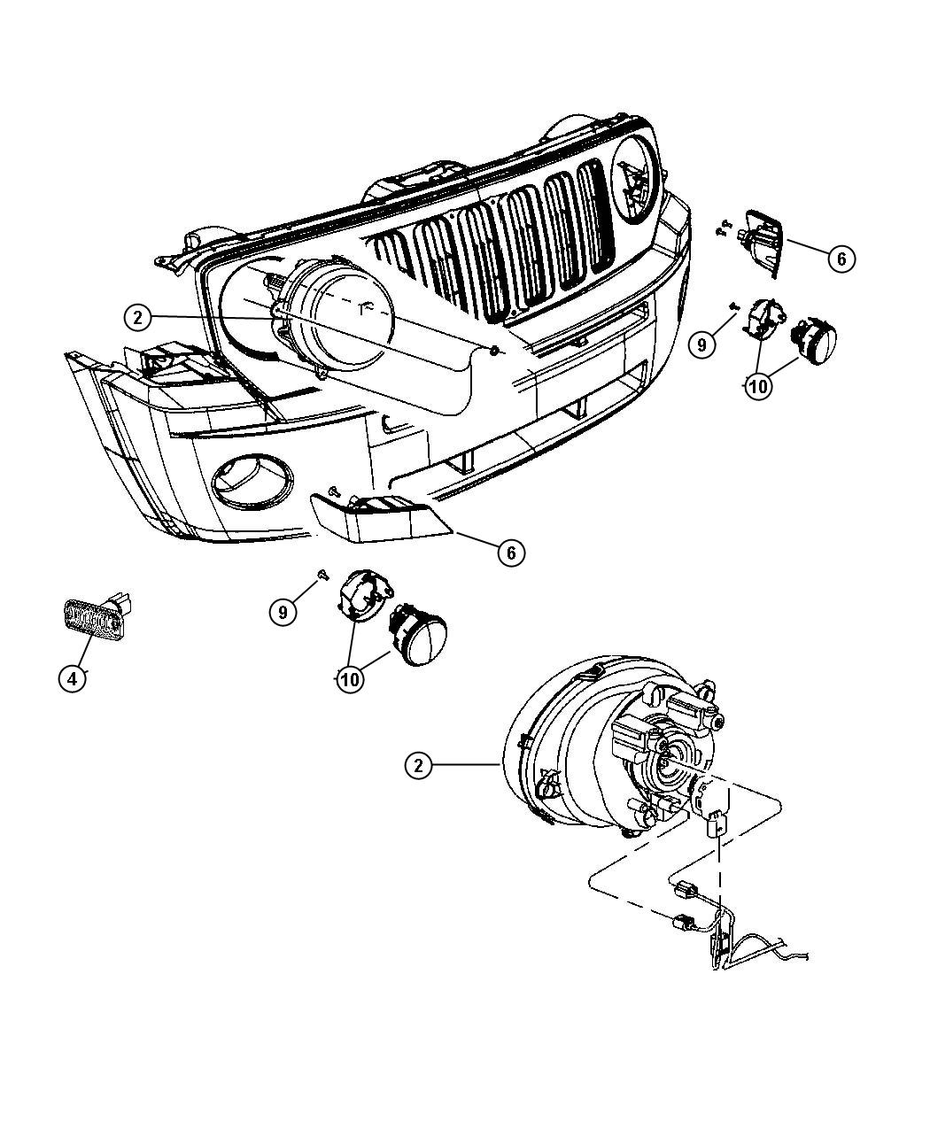 Diagram Lamps, Front. for your Jeep