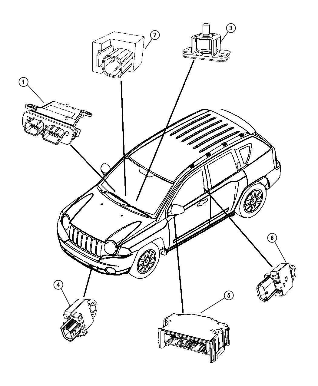 Diagram Air Bag Modules and Sensors. for your Jeep