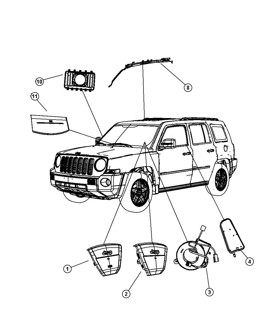 Jeep Compass Clockspring. Steering column control module - 05156106AD ...