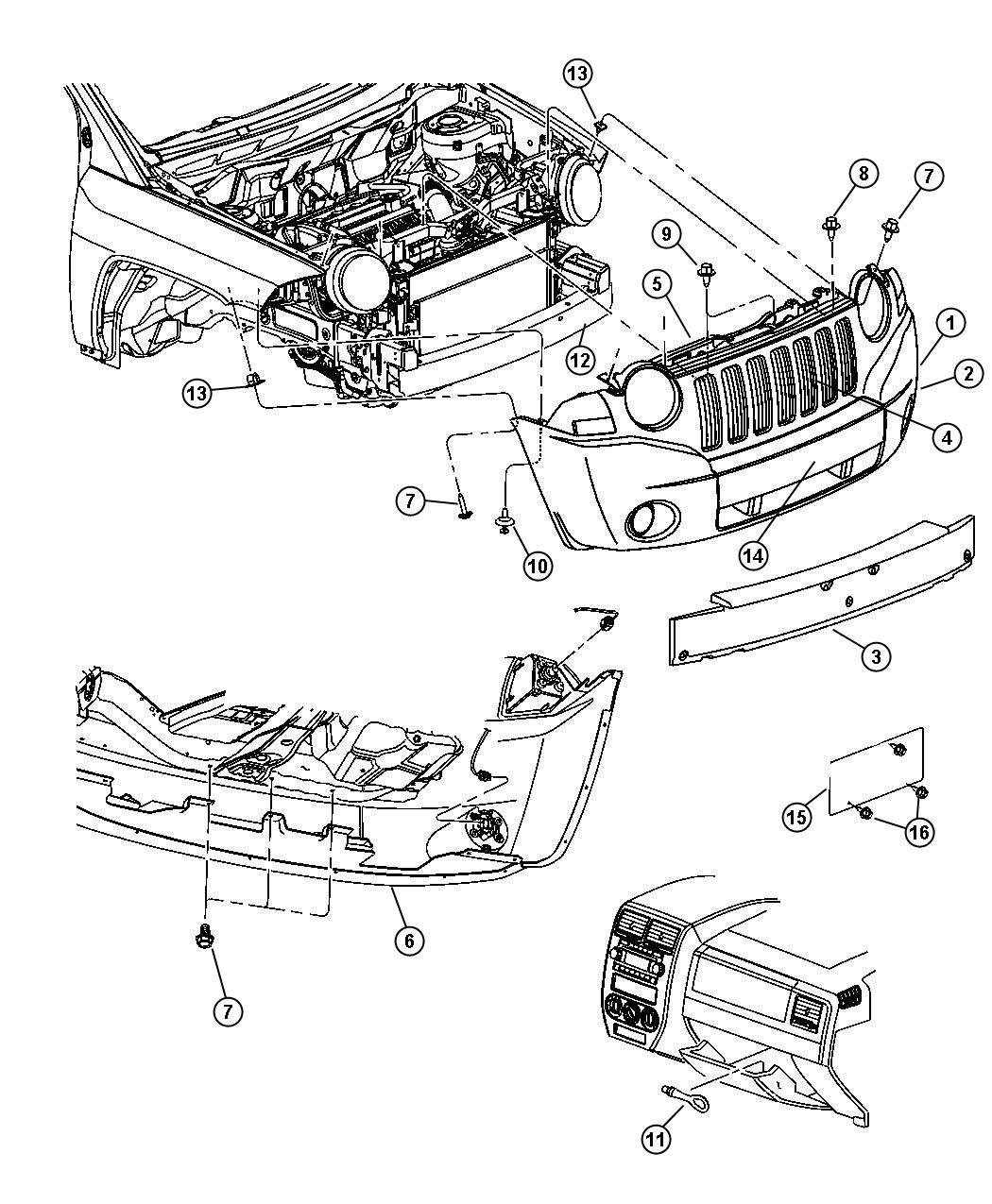 Diagram Fascia, Front - Compass. for your 2000 Chrysler 300  M 