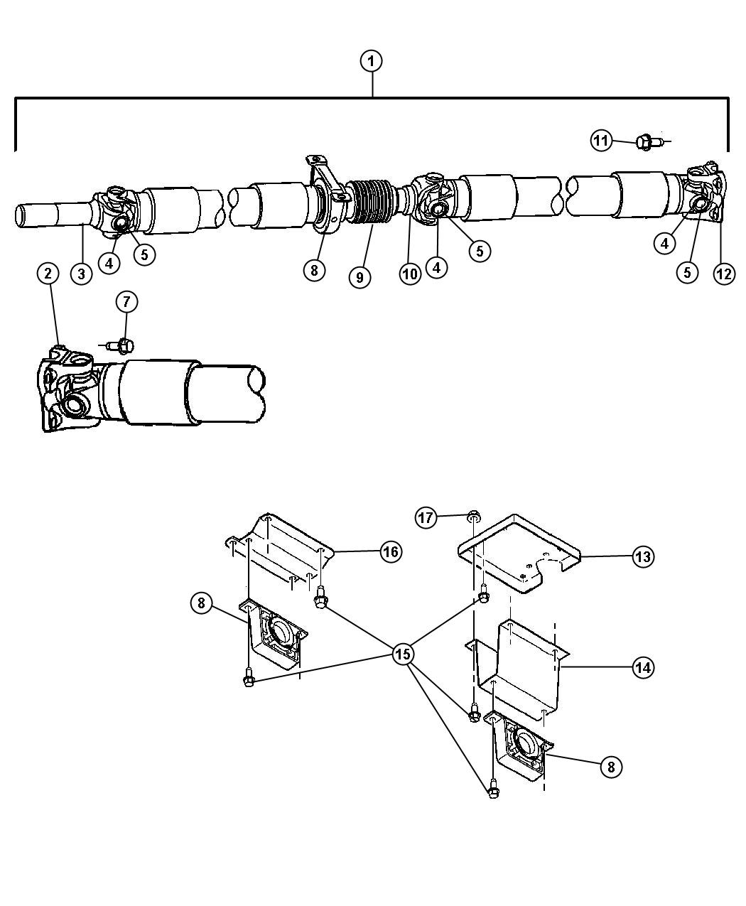 Shaft,Propeller,Rear,2 Piece. Diagram