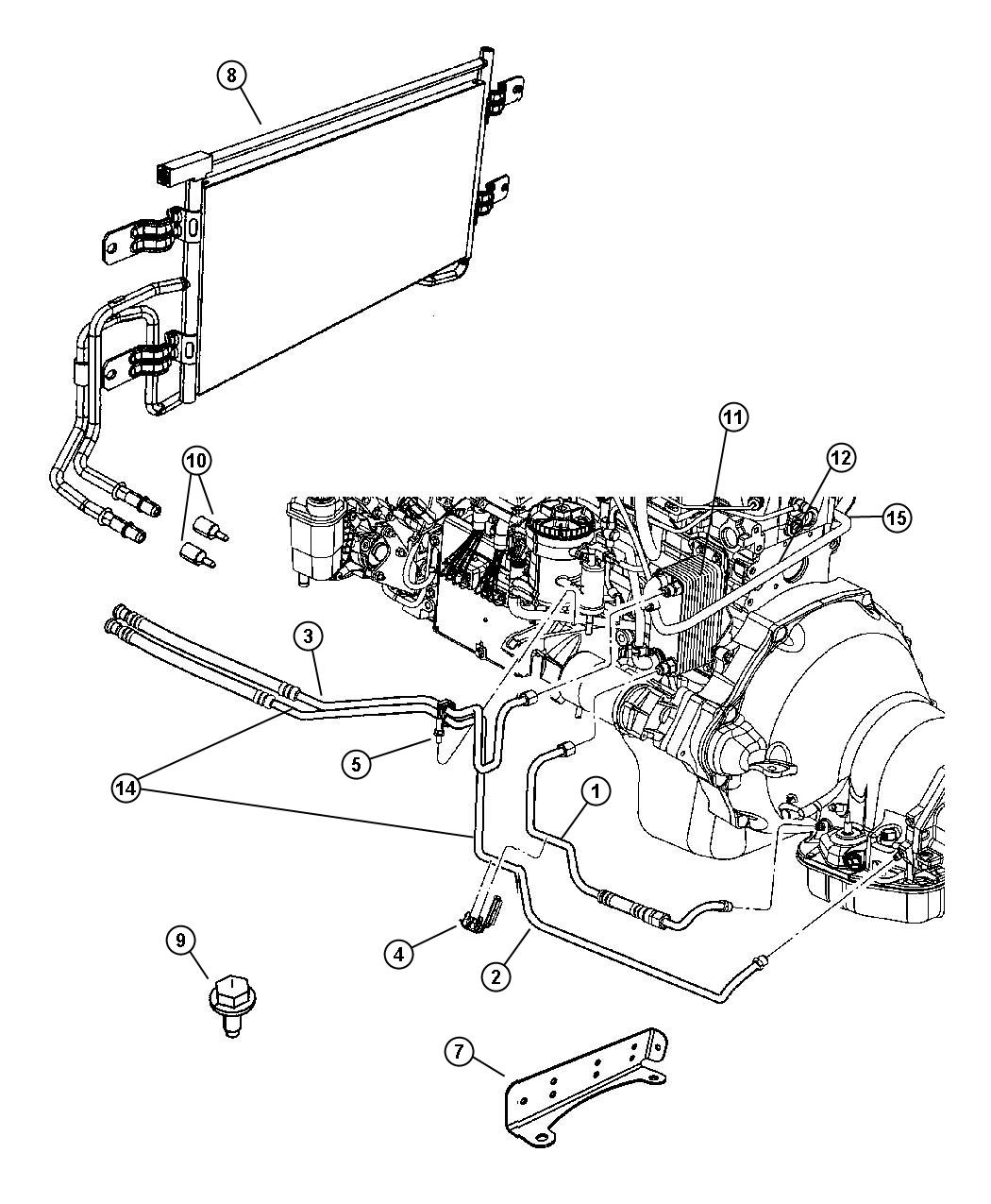 Diagram Oil Cooler And Lines Diesel Engine. for your Dodge Ram 2500  