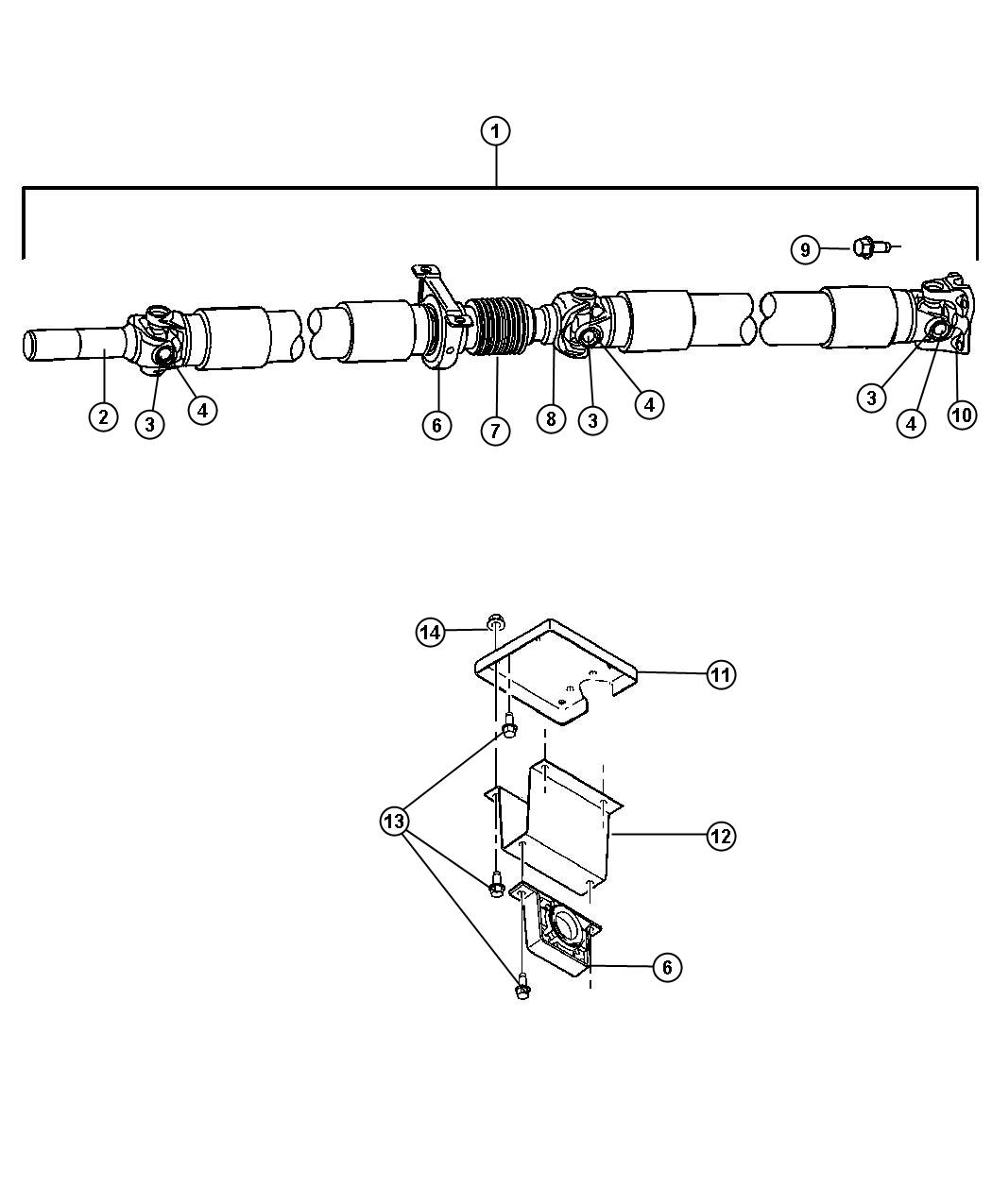 Diagram Shaft,Propeller,Rear,2 Piece,Body 42,81 DH 6,7. for your Dodge Ram 1500  