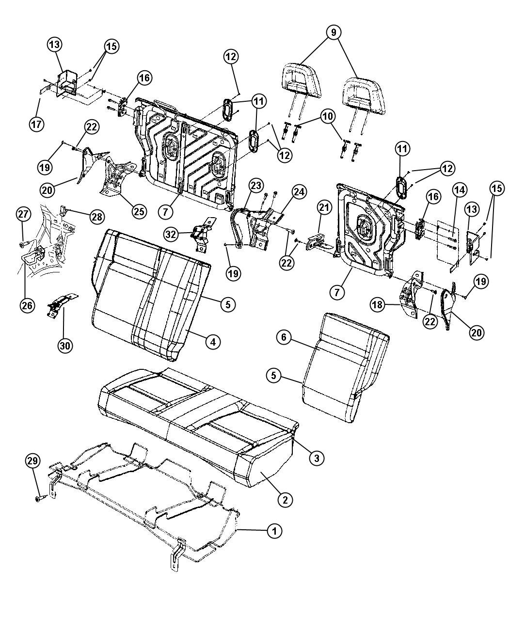 Diagram Rear Seat. for your Chrysler 300  M