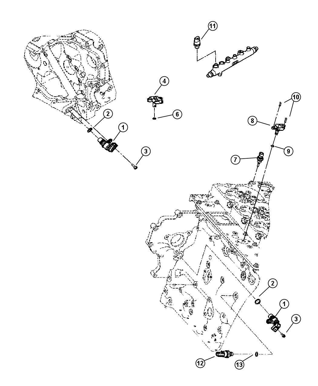 Diagram Sensors, Engine [[5.9L ALL DIESELS ENGINES, 6.7L 6.7L Cummins Turbo Diesel Engine]]. for your Dodge Ram 3500  