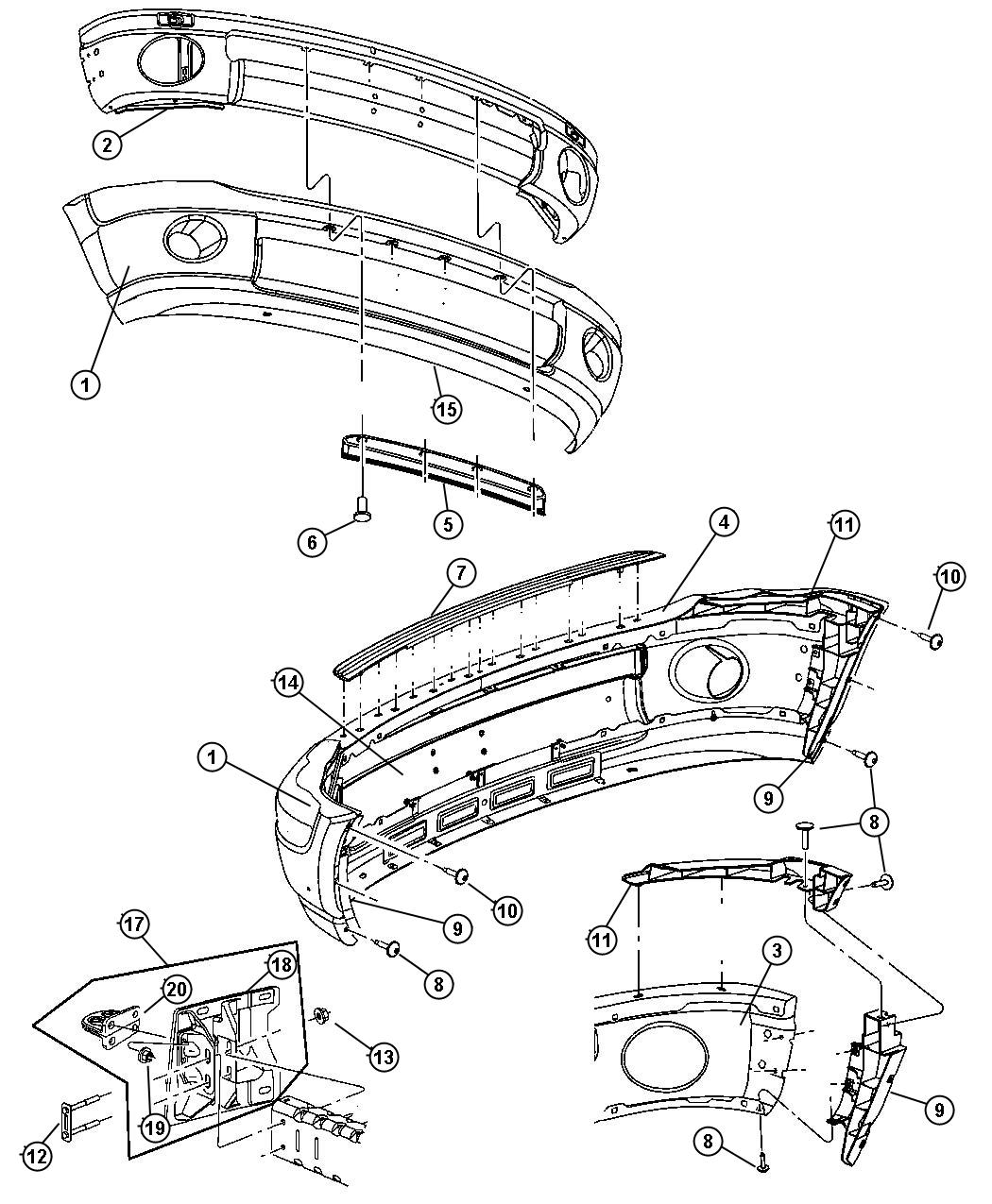 Diagram Front Bumper, Body Color. for your 2004 Dodge Ram 1500   