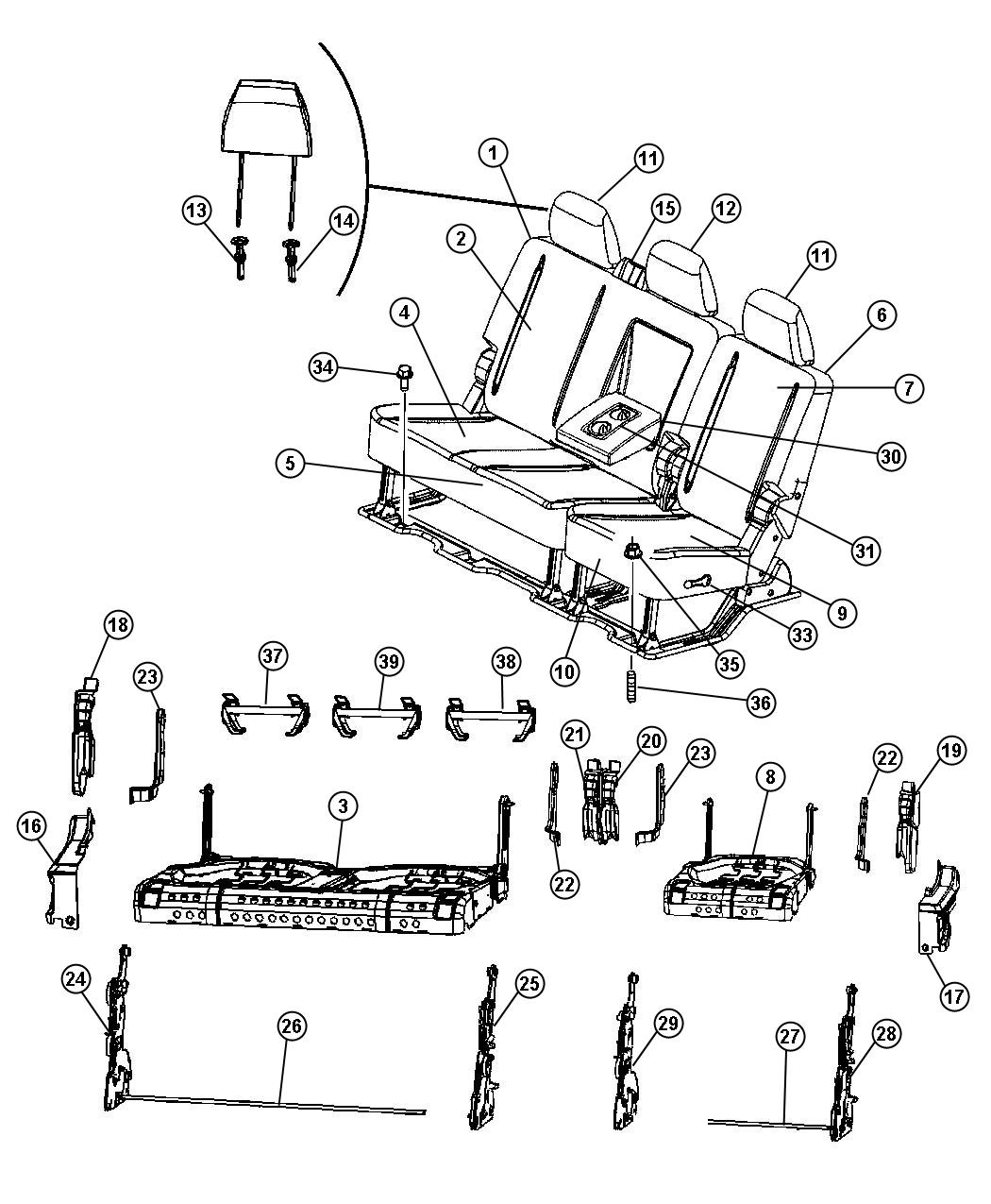 Diagram Rear 60/40, Mega Cab. for your 2013 Dodge