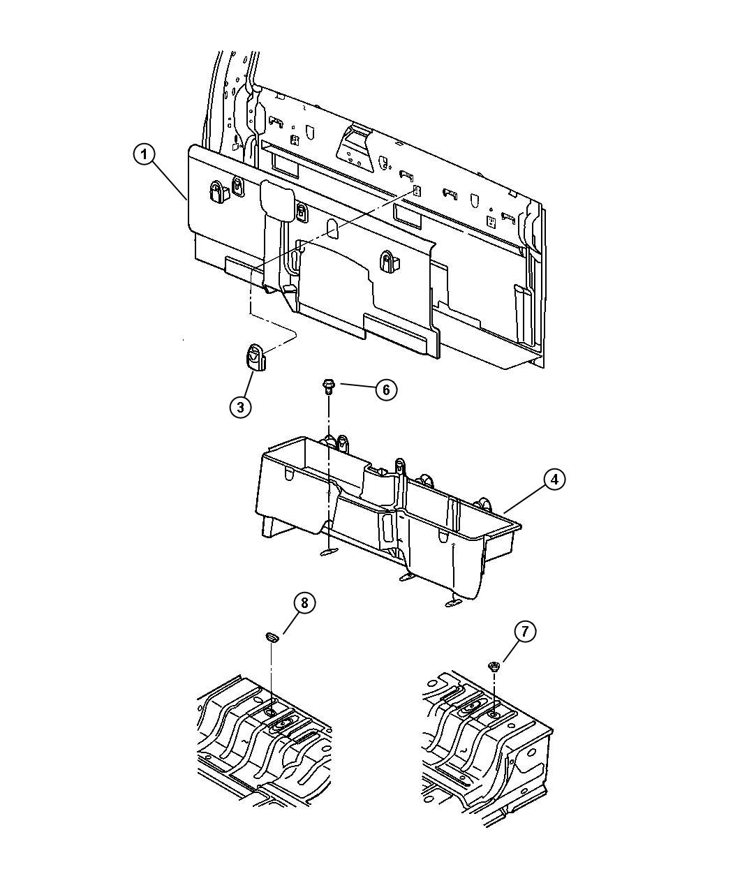 Diagram Rear Trim Panel and Storage. for your Dodge