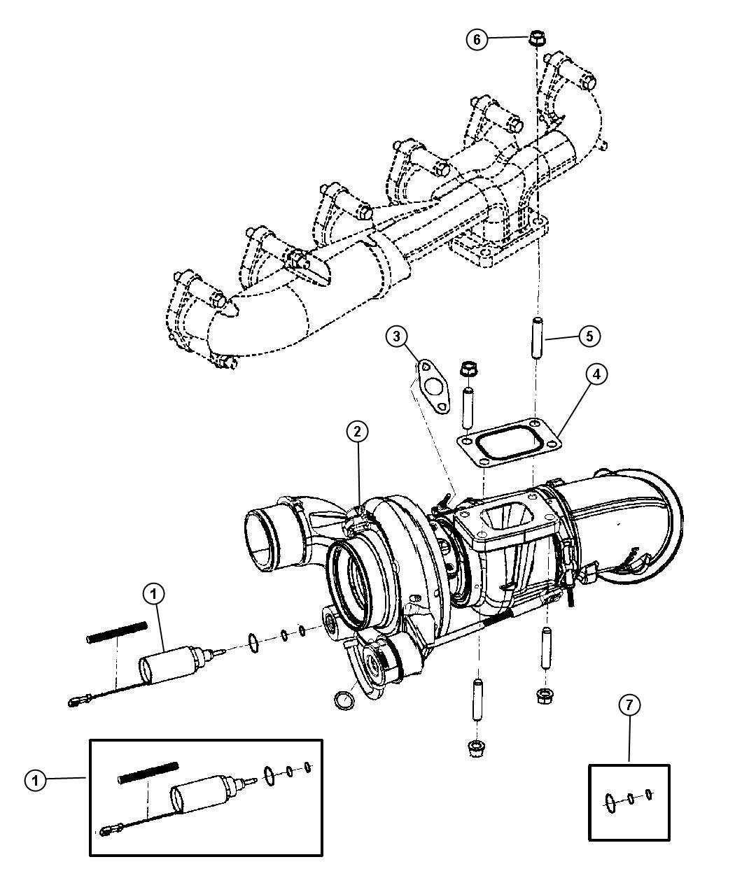 Diagram Turbocharger, 5.9L [5.9L I6 HO CUMMINS TD ENGINE]. for your Dodge Ram 2500  