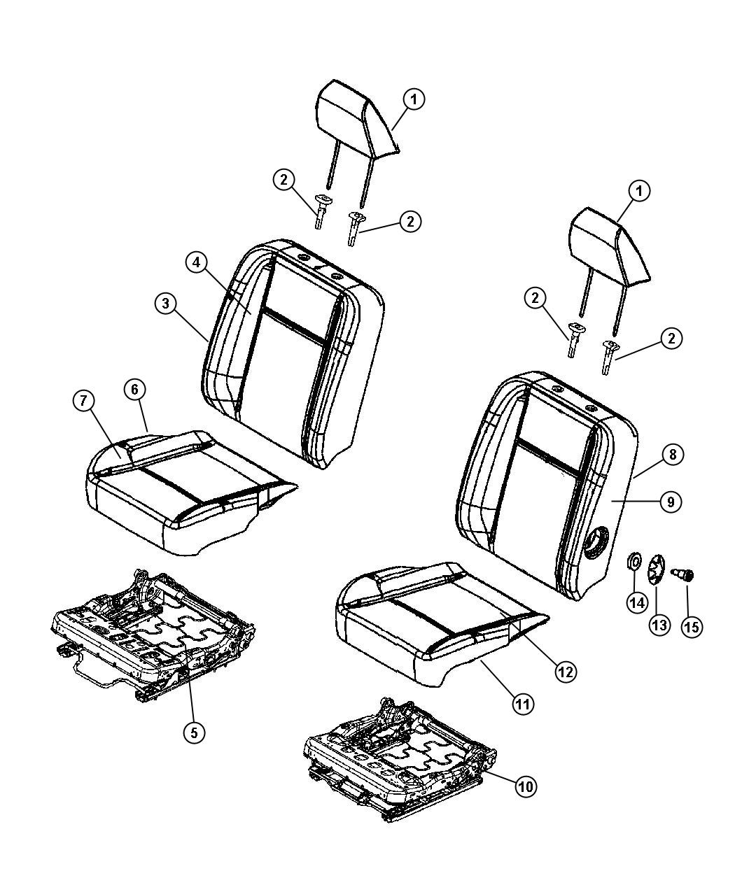 Diagram Front Cloth Bucket, Trim Code [AJ]. for your Dodge