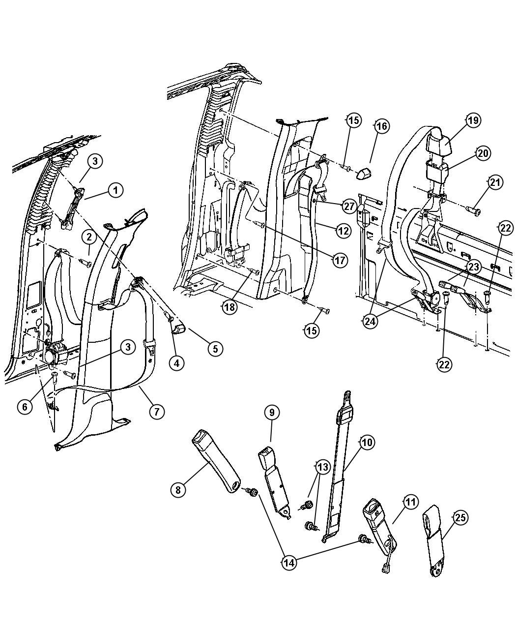 Seat Belts, Quad Cab. Diagram