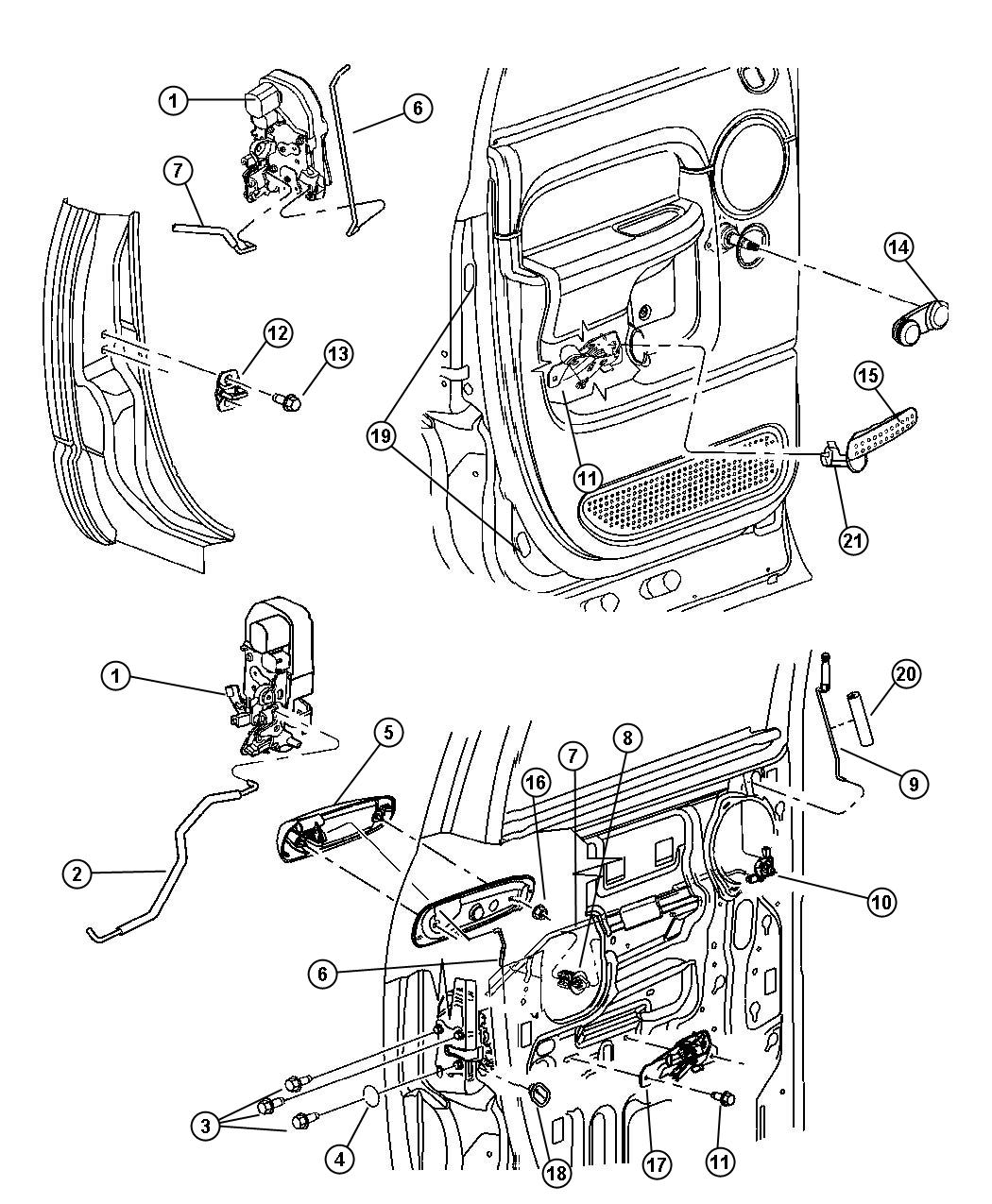 Diagram Door, Rear Lock And Controls. for your Dodge