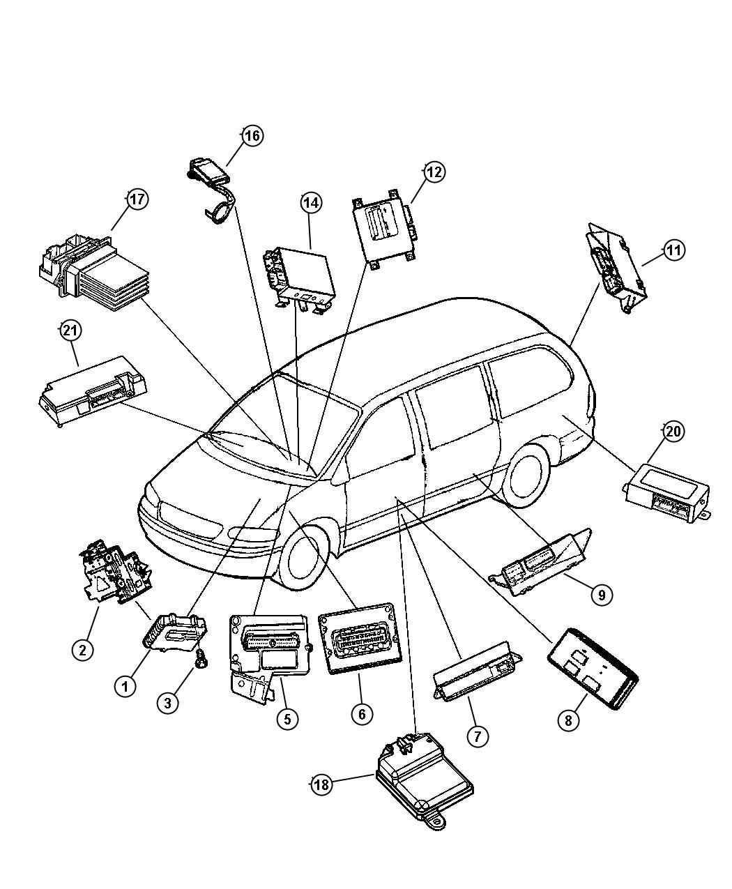 Diagram Modules--Electronic. for your Chrysler Town & Country  