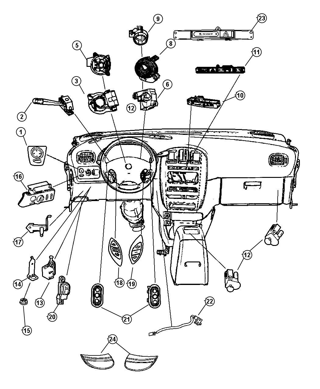 Diagram Switches, Instrument Panel and Console. for your Chrysler