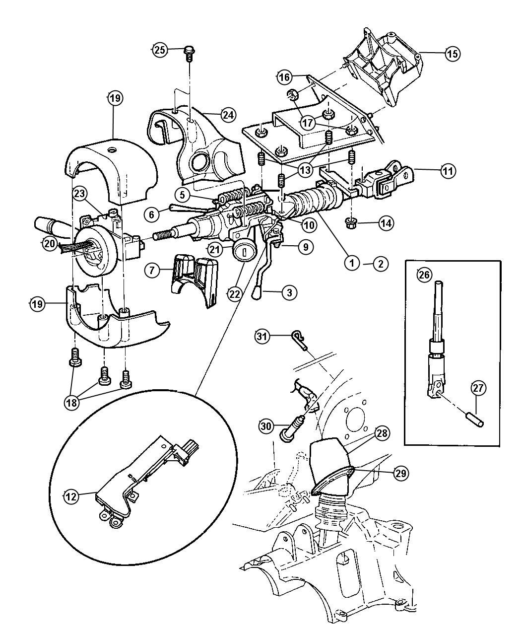 Diagram Column, Steering Upper and Lower. for your Dodge Grand Caravan  