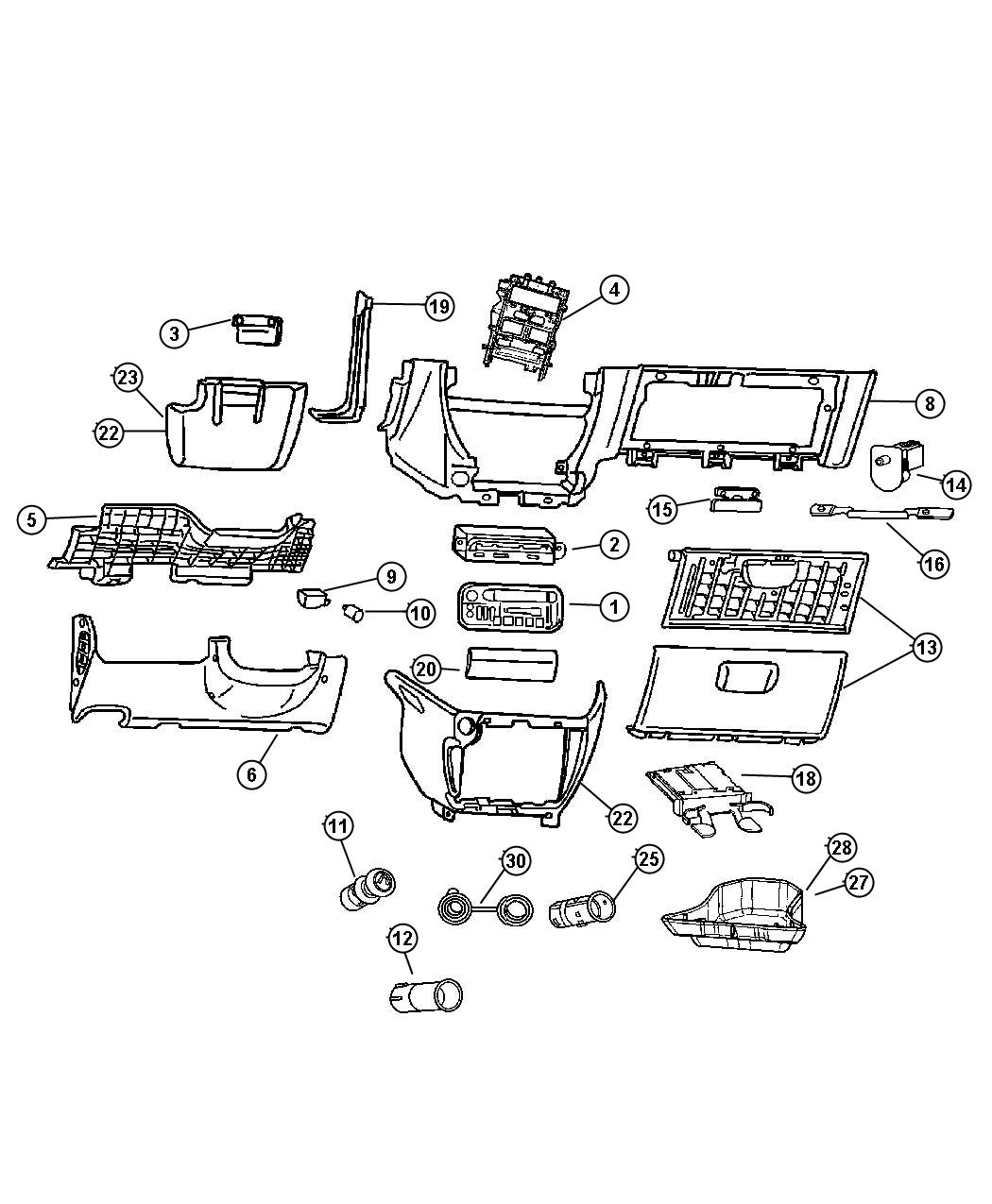 Diagram Instrument Panel - Lower. for your Dodge Grand Caravan  