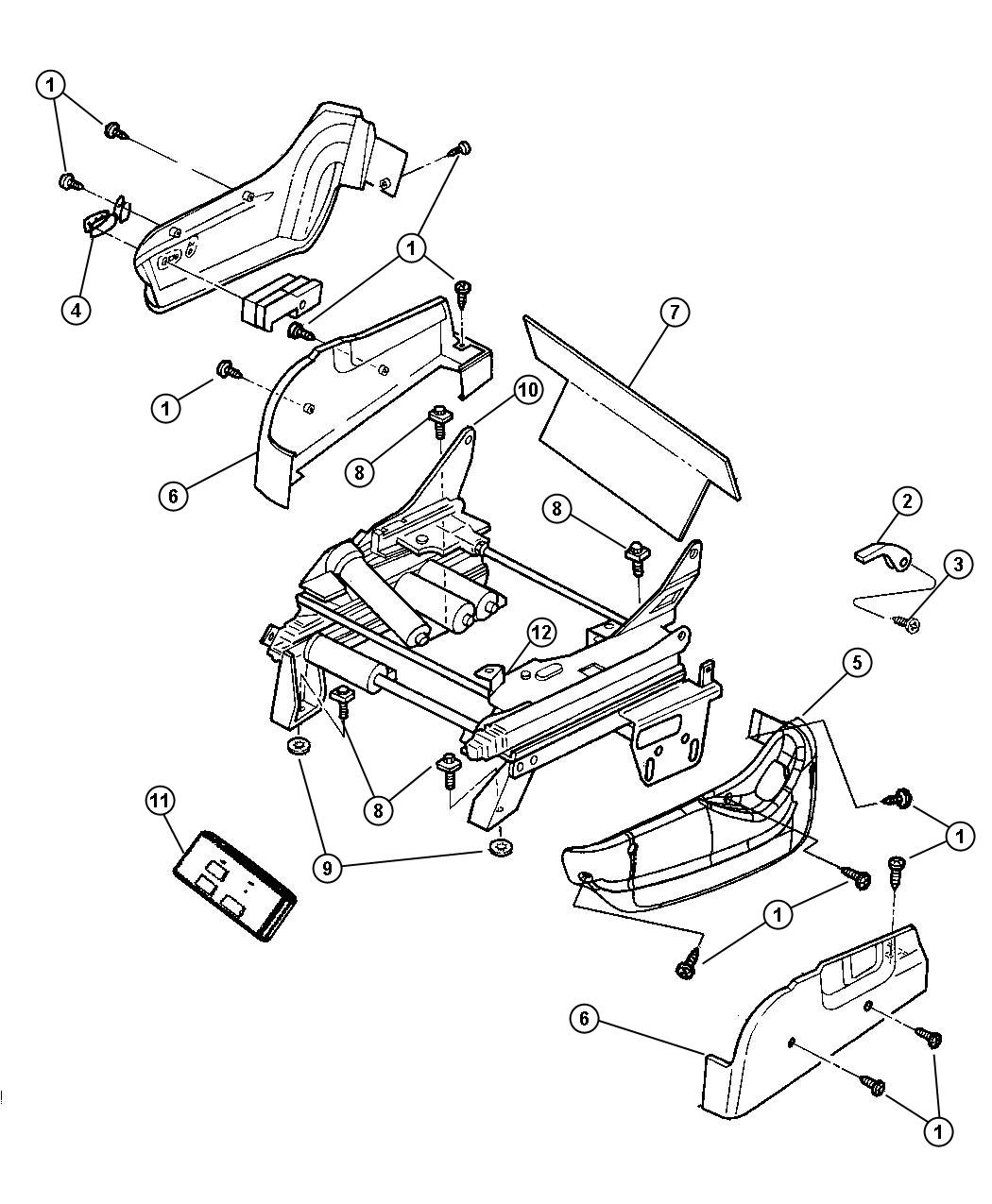 Diagram Front Seat - Attaching Parts - Power. for your Chrysler Town & Country  