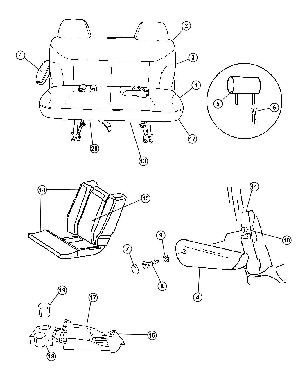 Diagram Second Seat - Bench- Trim Code [A7, B7]. for your Fiat