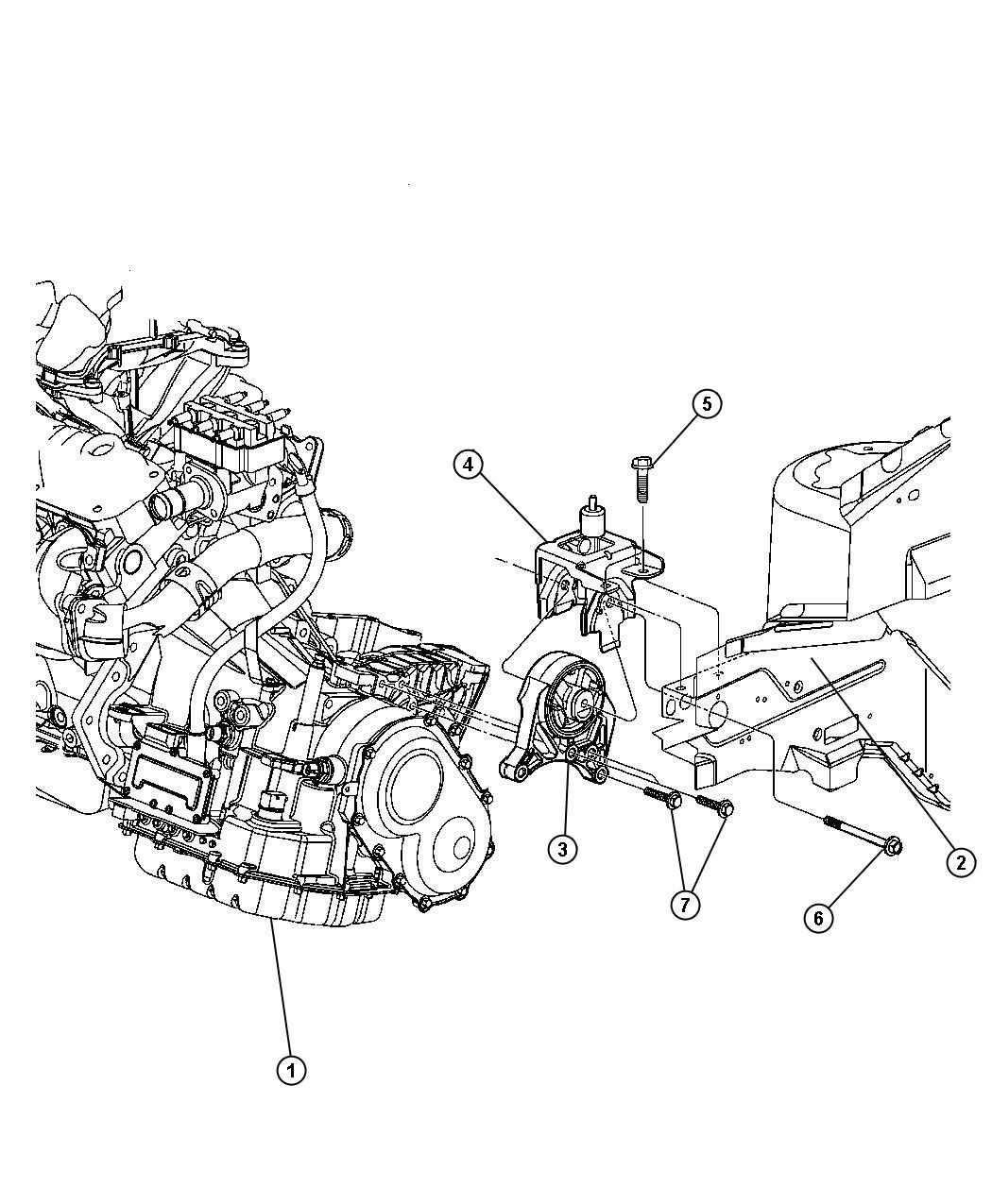 Diagram Mount, Transaxle Left and Bracket. for your Chrysler Town & Country  