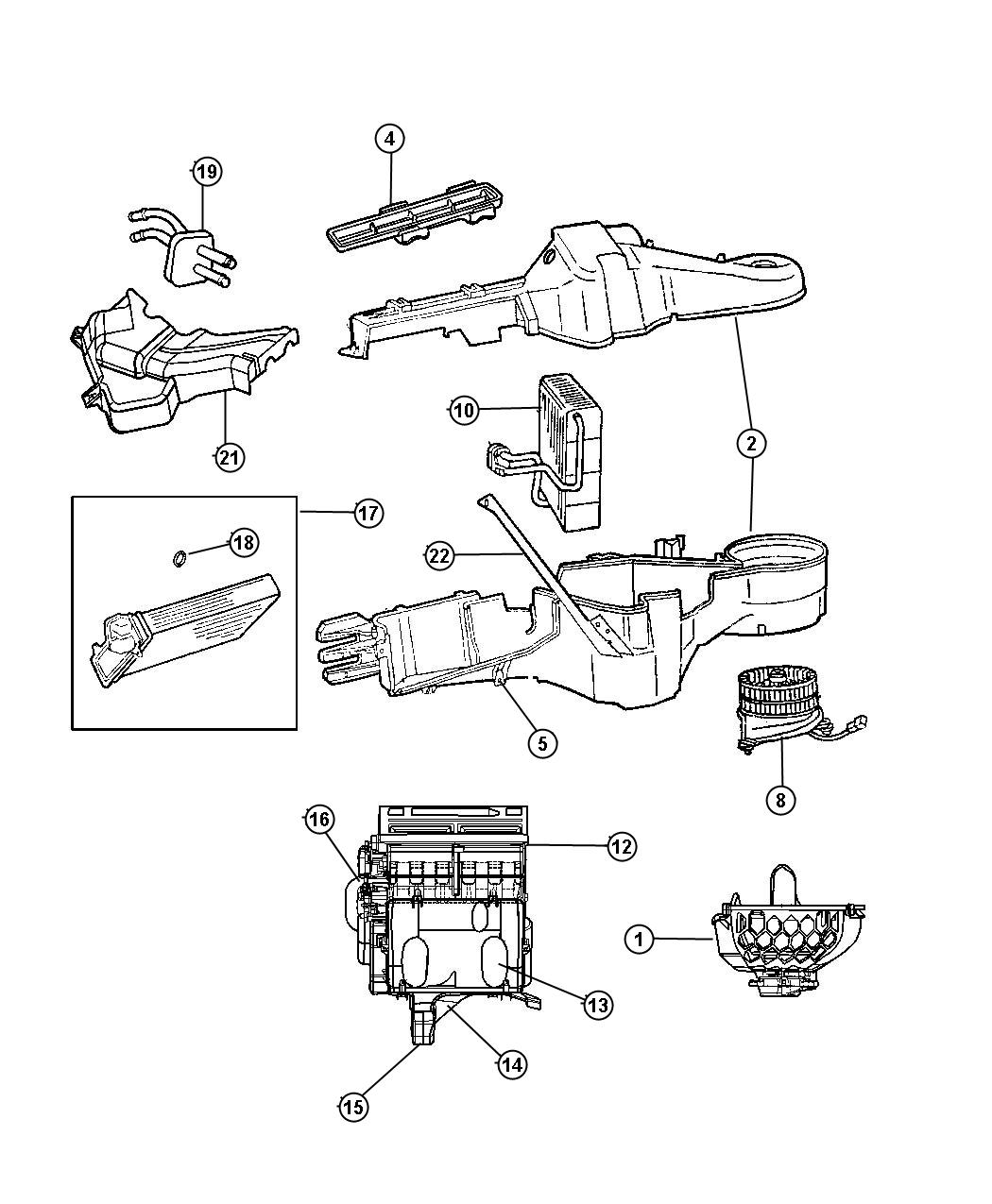 Diagram Air Conditioning and Heater Unit - Zone [[Air Cond'ing w/Dual Zone Temp Cntrl,Air Conditioning w/3 Zone Temp Cntrl]]. for your Chrysler