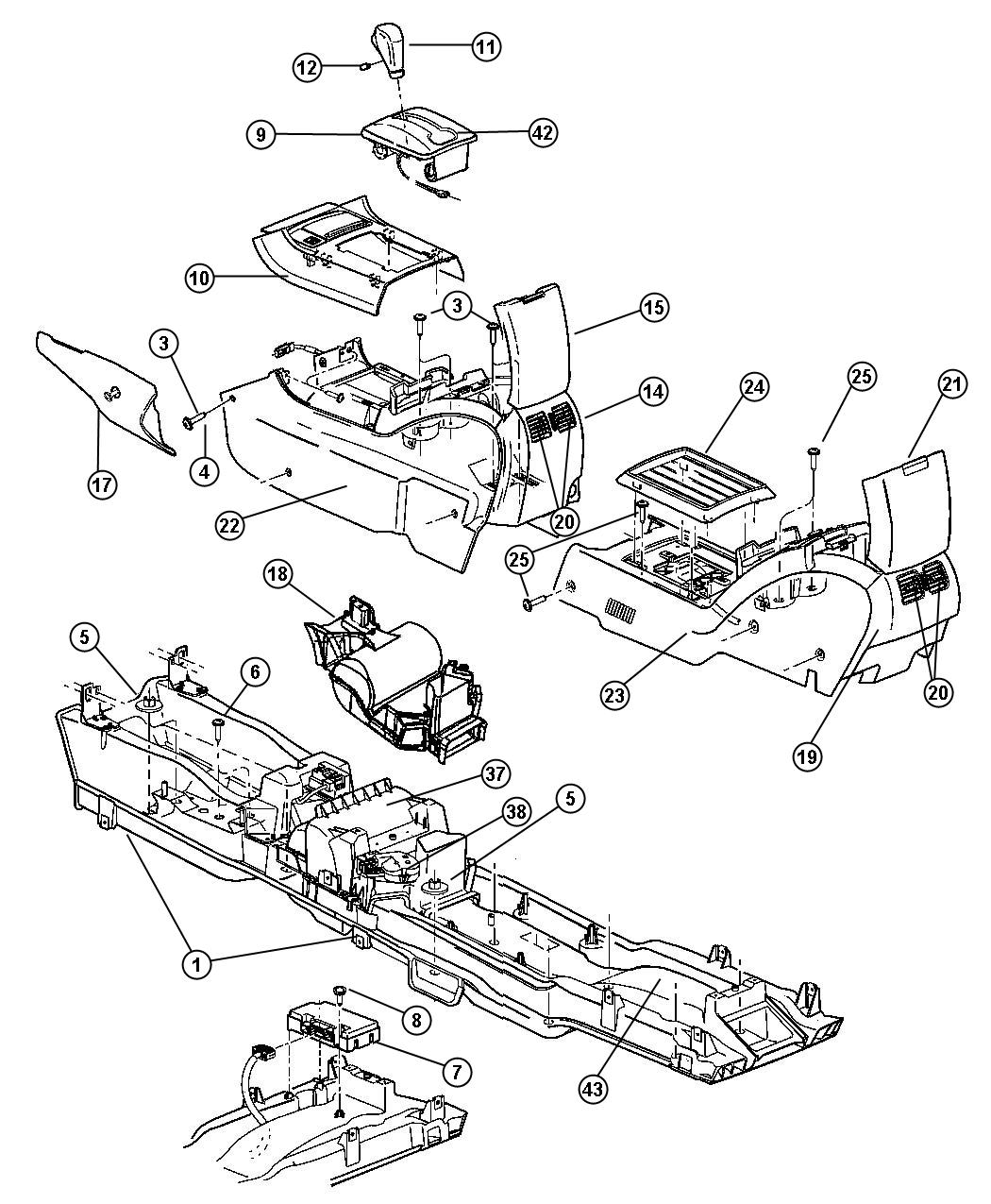 Floor Console Luxury. Diagram