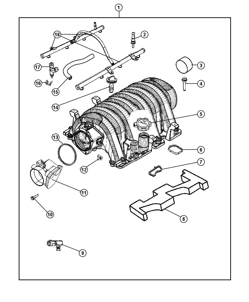 Diagram Intake Manifold 5.7L [5.7L V8 HEMI MDS ENGINE]. for your 2000 Chrysler 300 M  