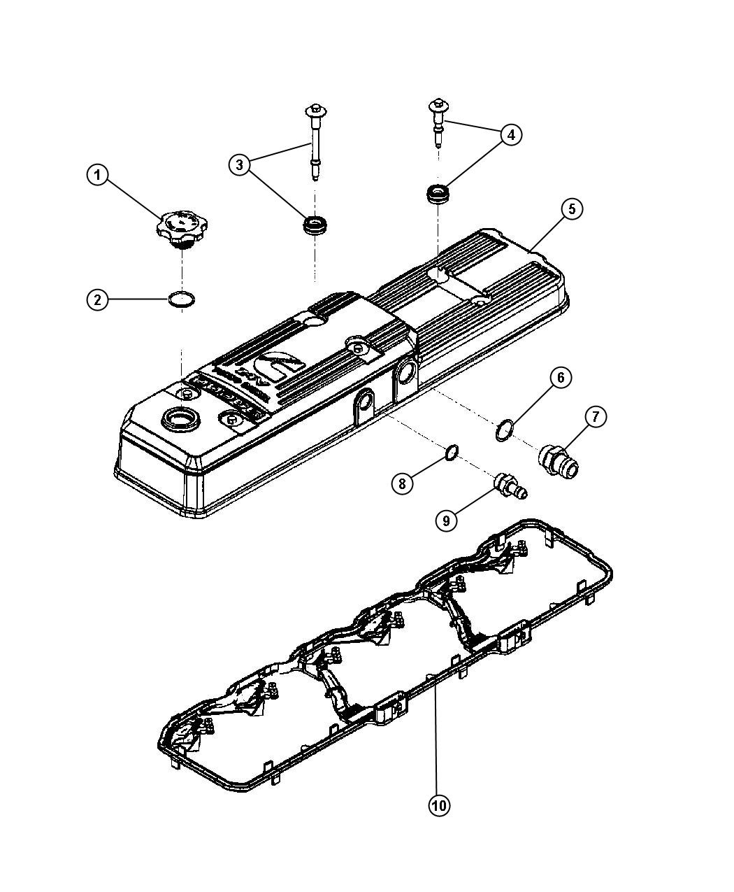 Diagram Cylinder Head Covers 5.9L Diesel [5.9L I6 HO CUMMINS TD ENGINE]. for your 2004 Chrysler 300  M 