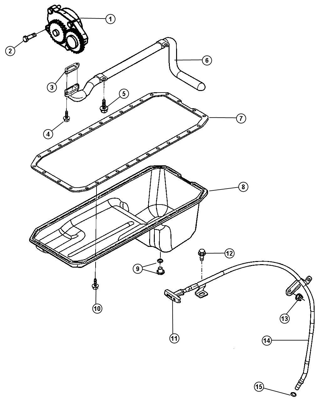 Oil Pump, Oil Pan, And Indicator 5.9L Diesel [5.9L I6 HO CUMMINS TD ENGINE]. Diagram