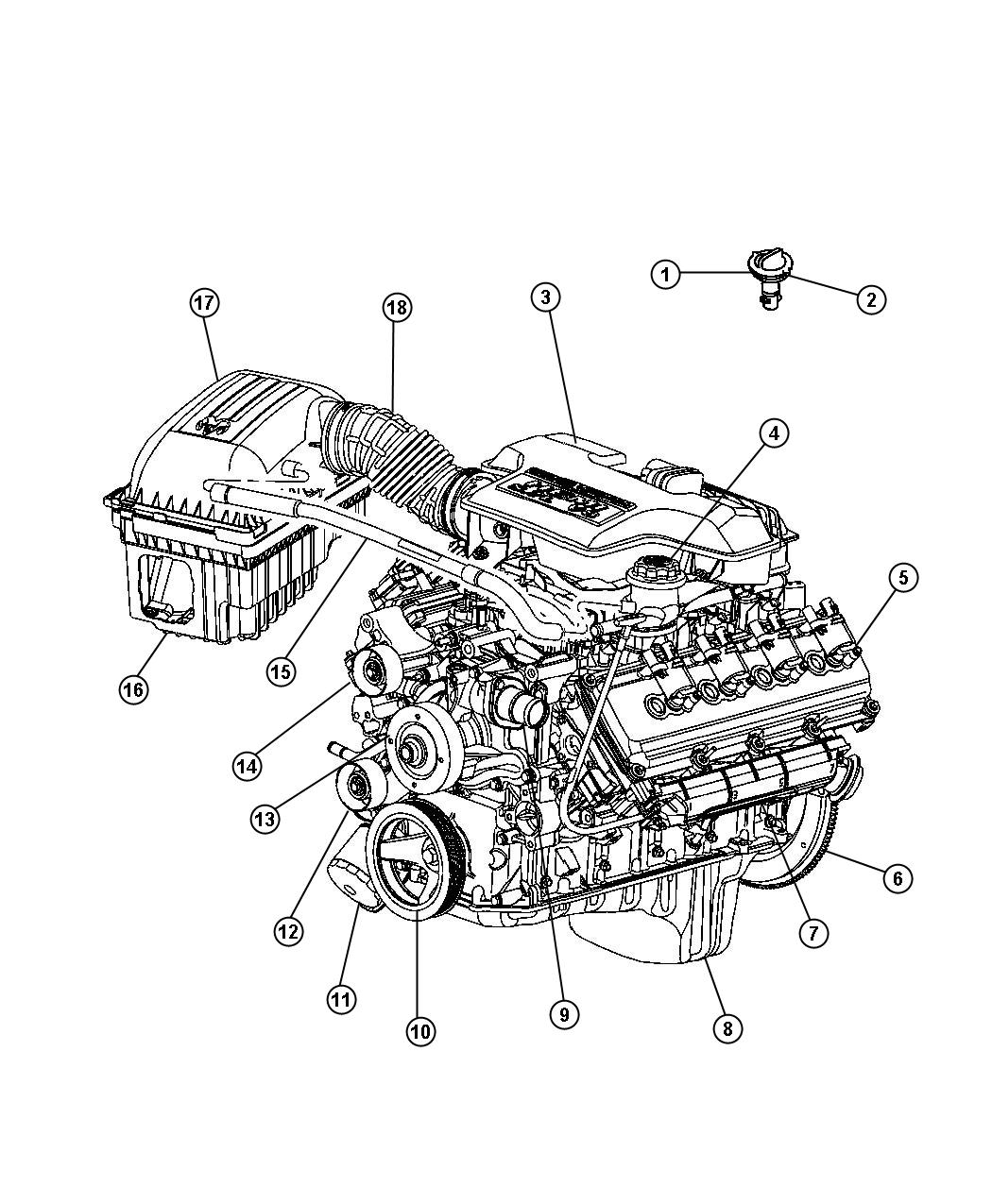 Diagram Engine Covers And Components 5.7L [5.7L Hemi V8 Engine]. for your Dodge