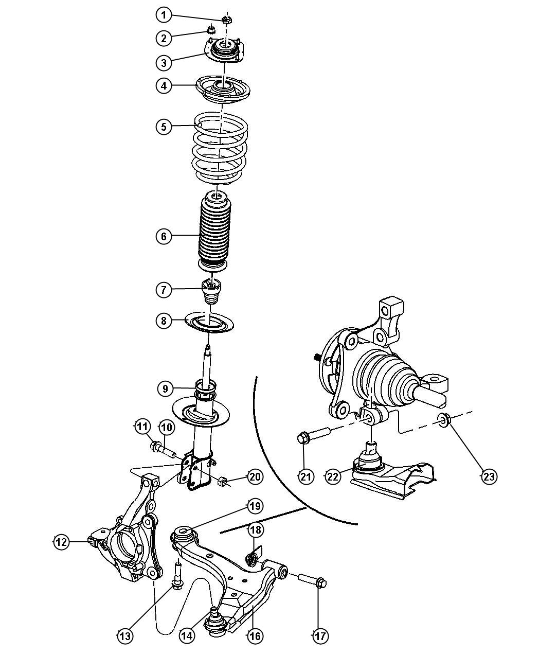 Diagram Suspension,Front. for your 2005 Chrysler PT Cruiser   
