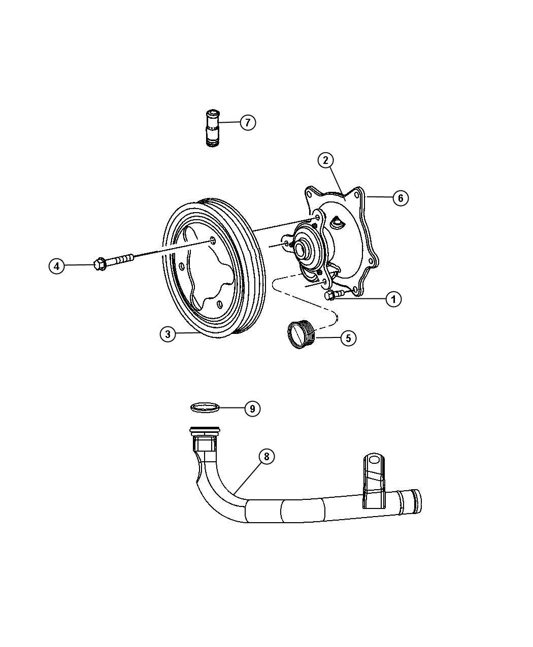 Diagram Water Pump and Related Parts [3.3L V6 OHV Engine]. for your 2003 Chrysler 300 M  