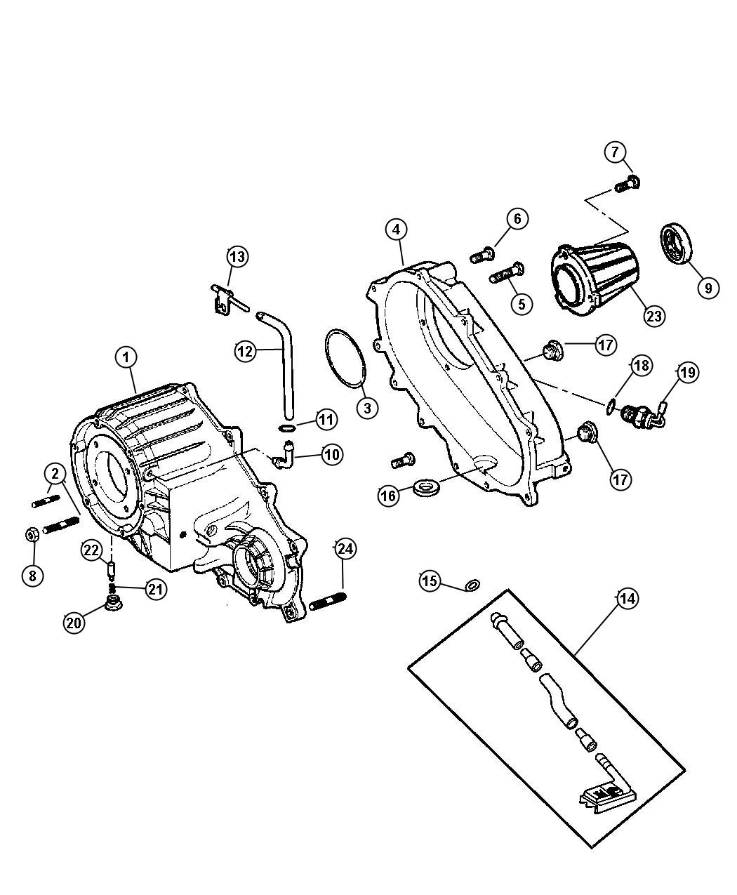 Diagram Case Front, Rear And Related Parts NVG 271 [Man Shift-on-the-Fly Transfer Case]. for your Dodge Ram 1500  