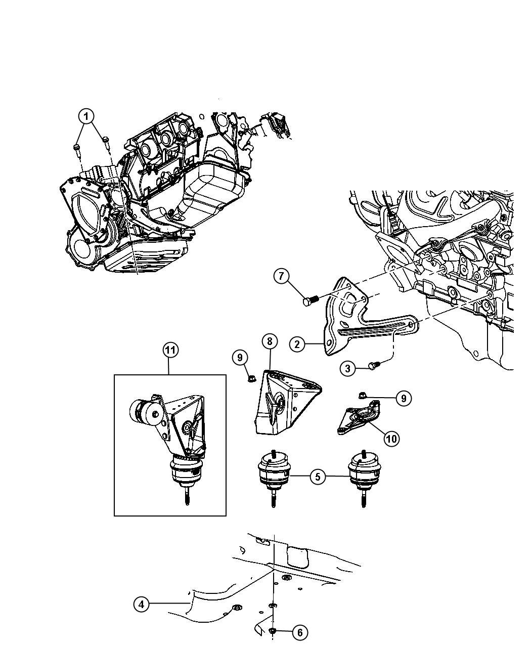 Diagram Mount, Rear Engine FWD, AWD. for your Chrysler Pacifica  