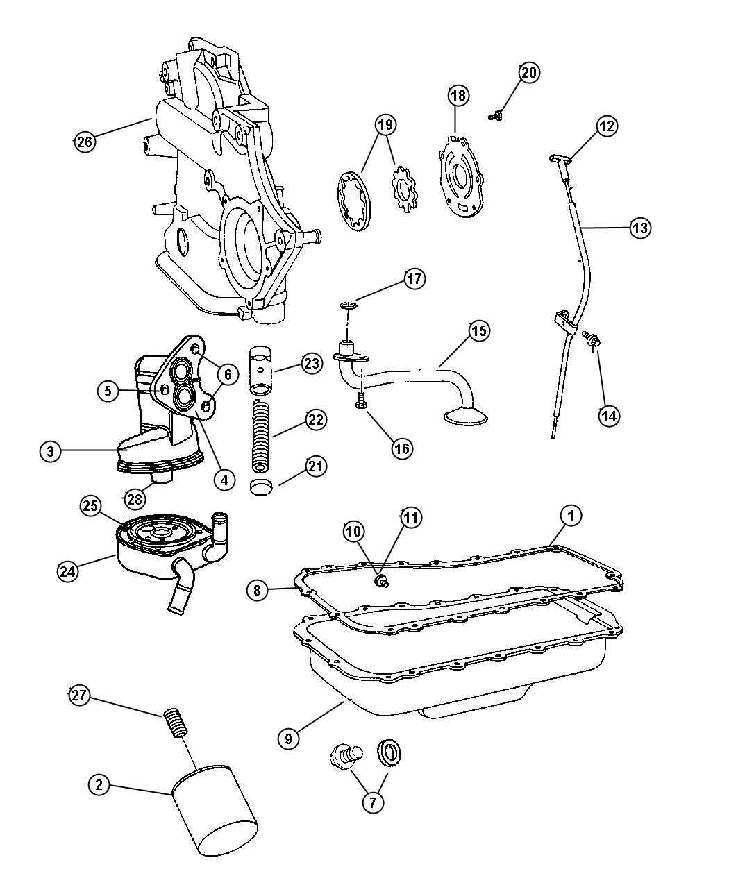 Diagram Engine Oiling 3.3L [3.3L V6 OHV Engine] and [3.3L V6 OHV FFV ENGINE]. for your Chrysler