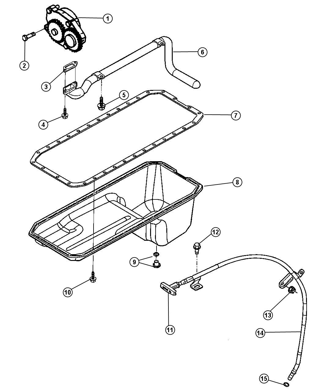 Oil Pump, Oil Pan, And Oil Indicator 5.9L Diesel [5.9L I6 HO CUMMINS TD ENGINE]. Diagram