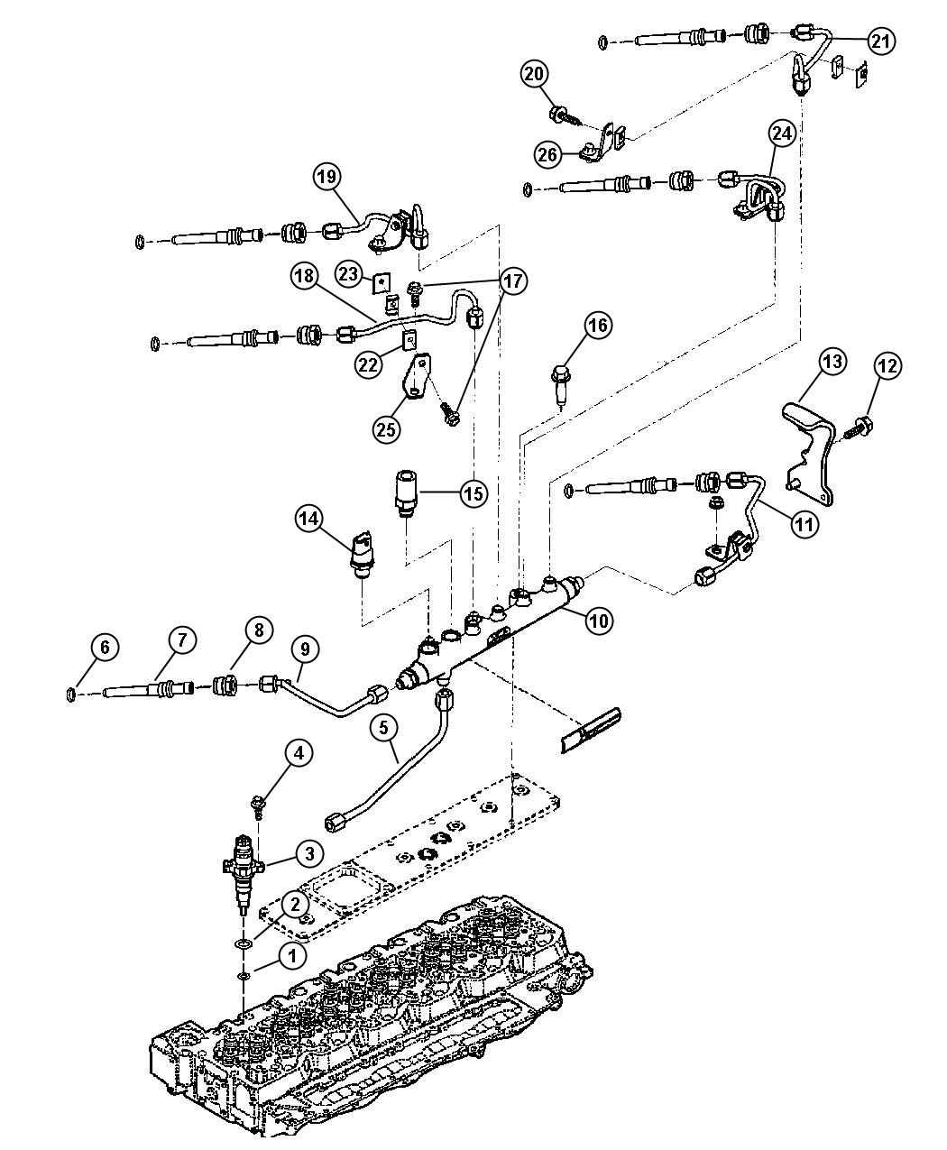 Diagram Fuel Injection Plumbing 5.9L [5.9L I6 HO CUMMINS TD ENGINE]. for your 2006 Dodge Charger   