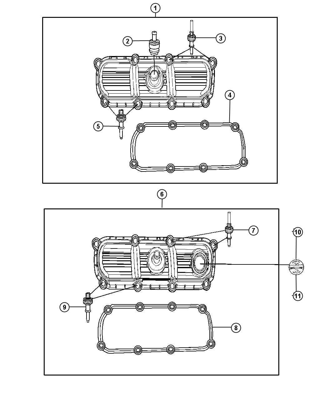 Diagram Cylinder Head Cover And Components 3.8L [3.8L V6 OHV Engine]. for your Dodge Grand Caravan  