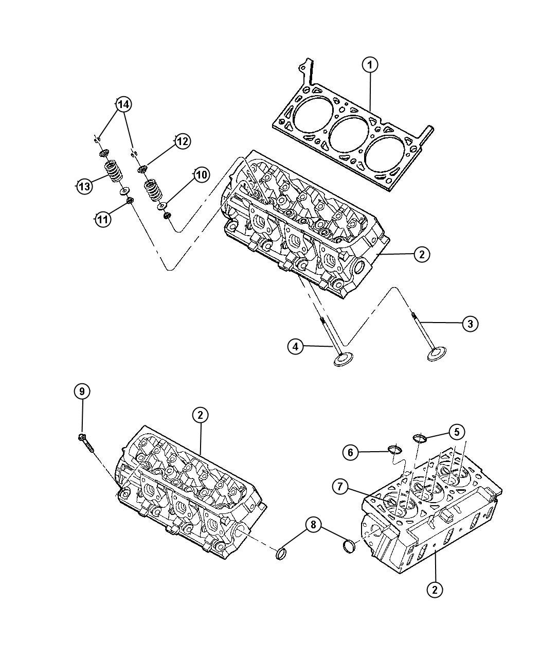 Diagram Cylinder Head And Components 3.8L [3.8L V6 OHV Engine]. for your Chrysler
