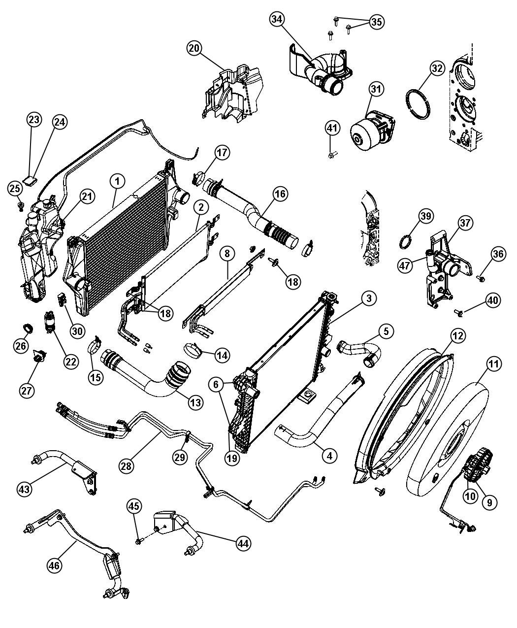 Diagram Cooling System 6.7L [6.7L I6 CUMMINS TURBO DIESEL ENGINE] Diesel. for your 1998 Jeep Wrangler   