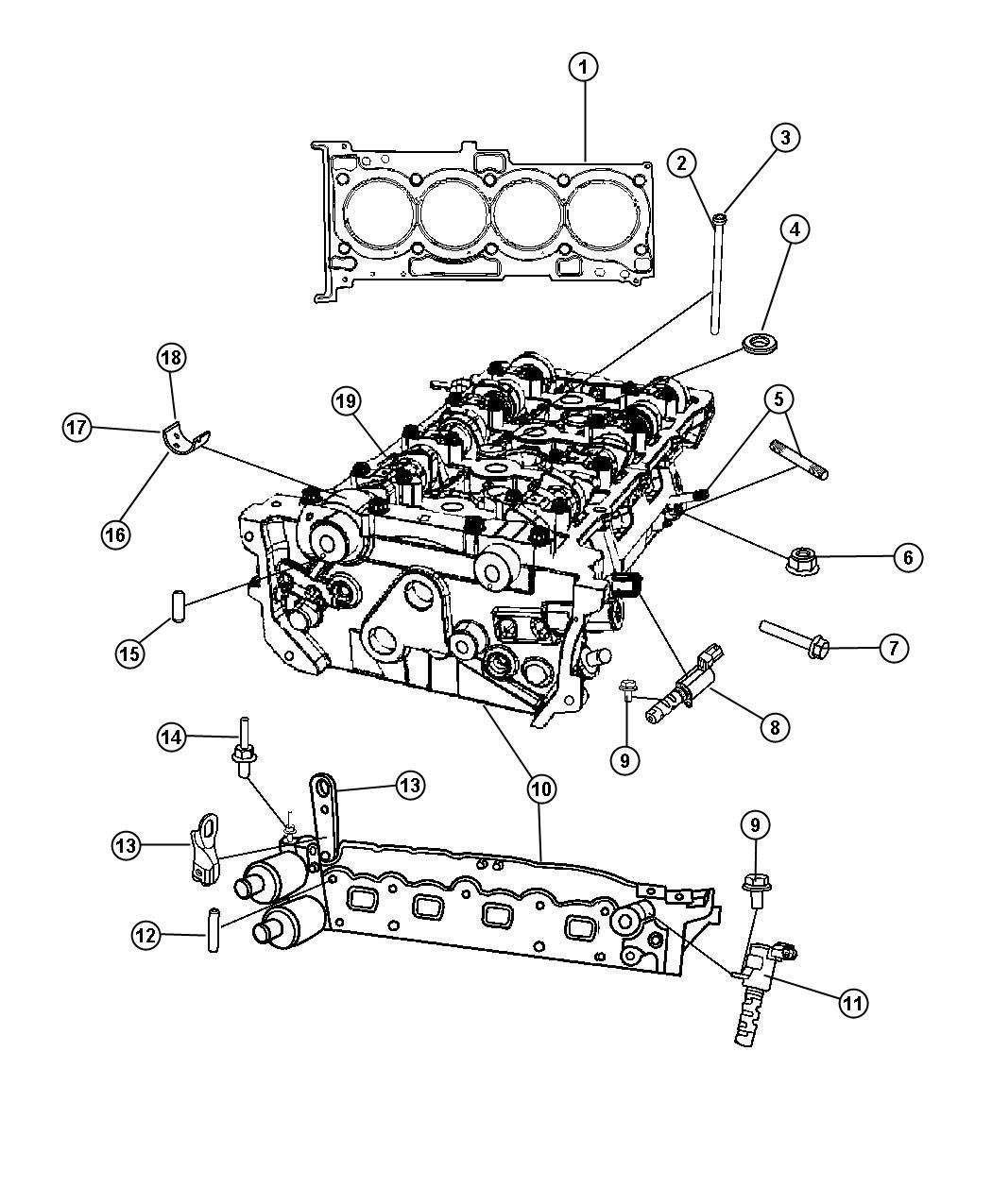 Diagram Cylinder Head And Components 2.4L [2.4L I4 DOHC 16V DUAL VVT ENGINE]. for your 2007 Jeep Patriot Base  