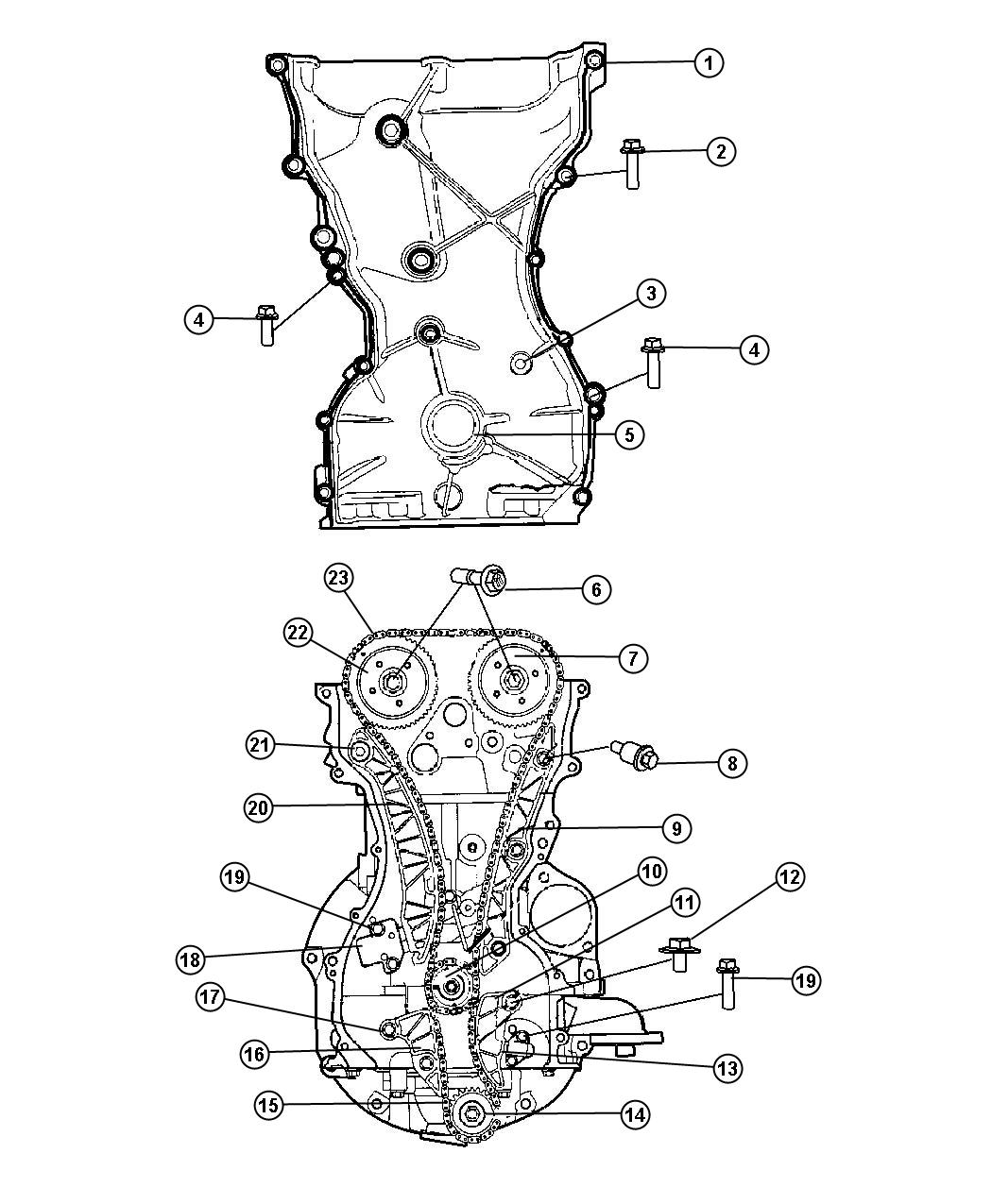 Diagram Timing Chain And Cover 2.4L [2.4L I4 DOHC 16V DUAL VVT ENGINE]. for your Jeep Compass  