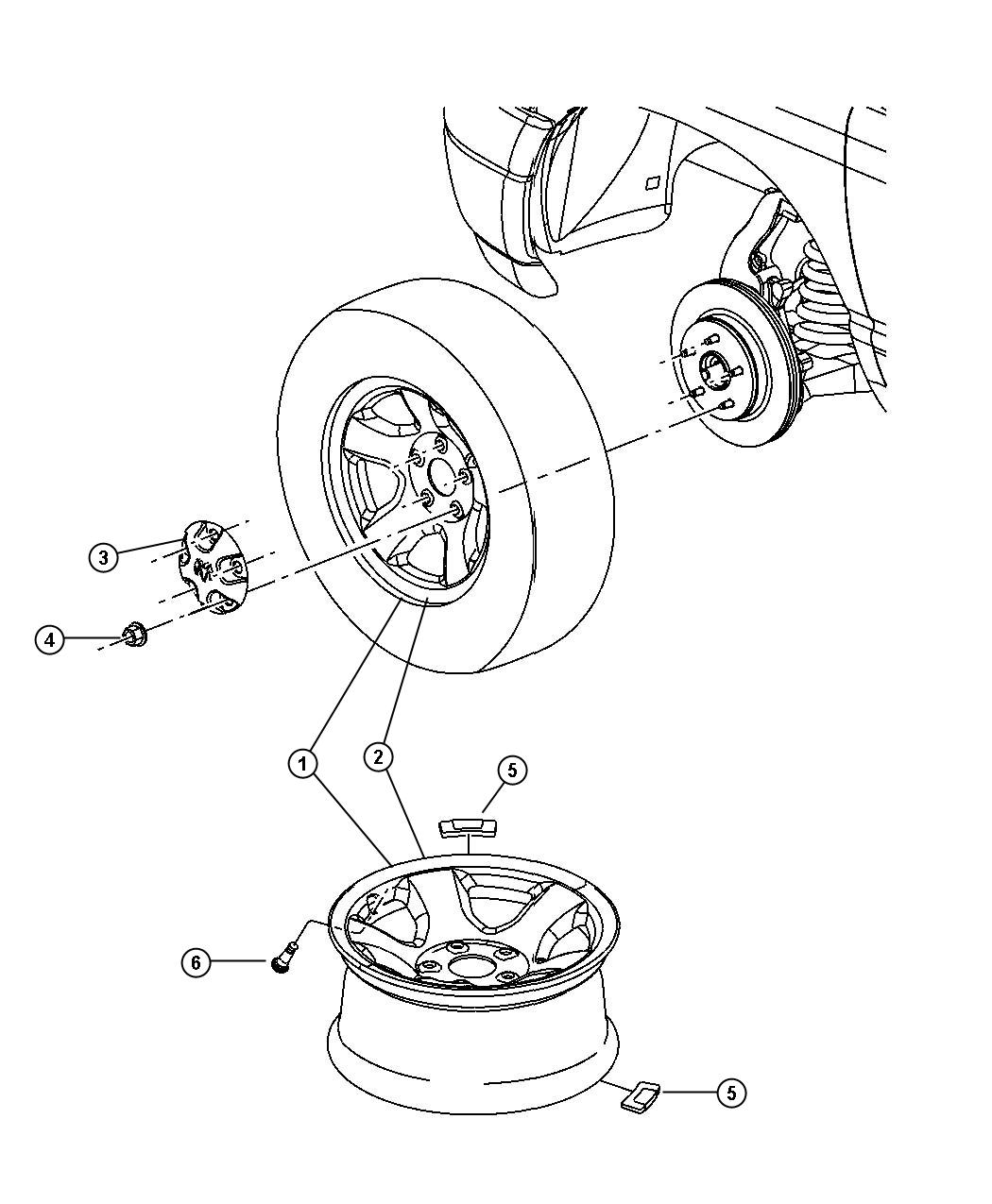 Diagram Wheels and Hardware. for your 2024 Ram 2500   