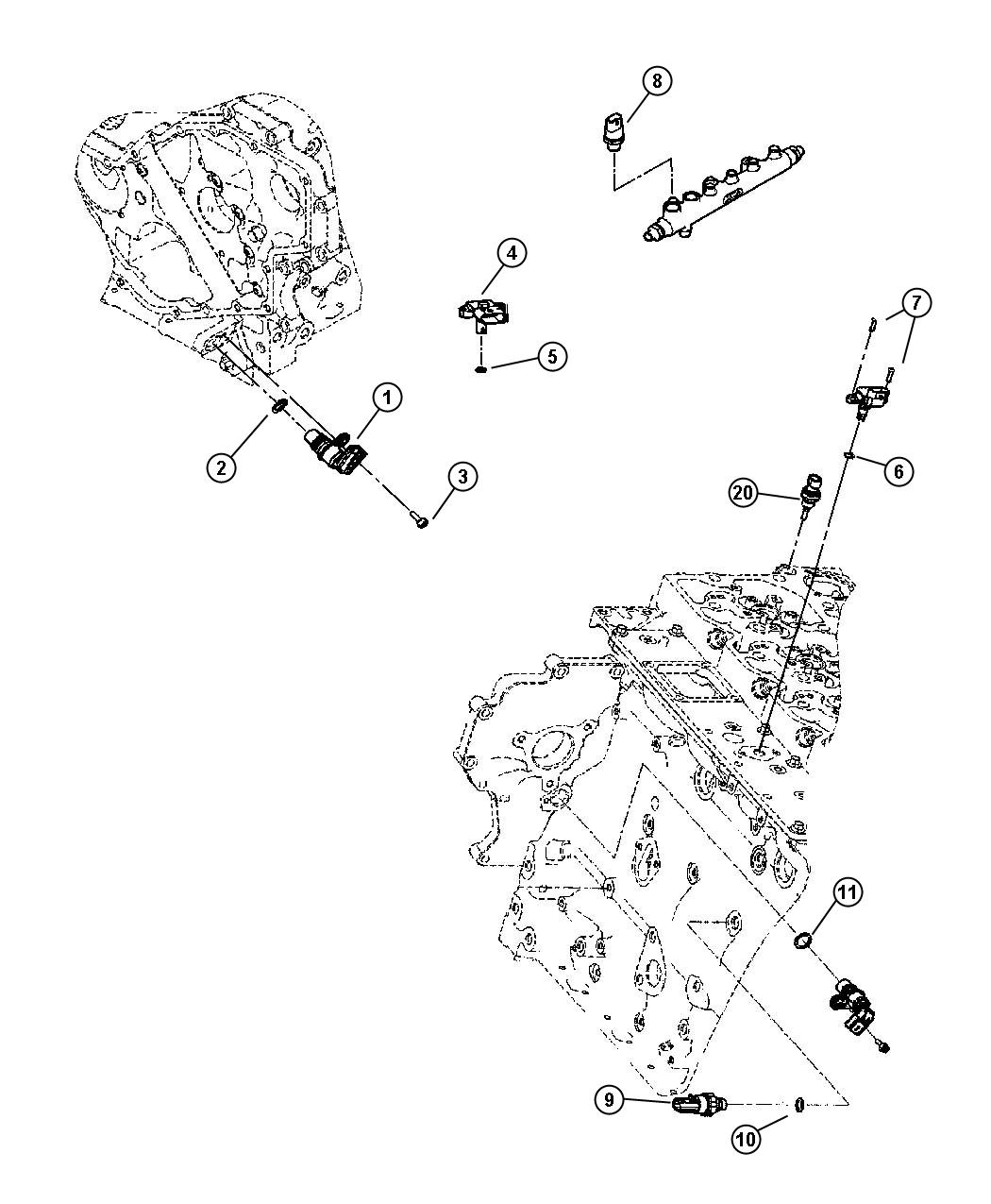 Diagram Sensors, Engine [[6.7L 6.7L Cummins Turbo Diesel Engine]]. for your 2010 Ram 2500   