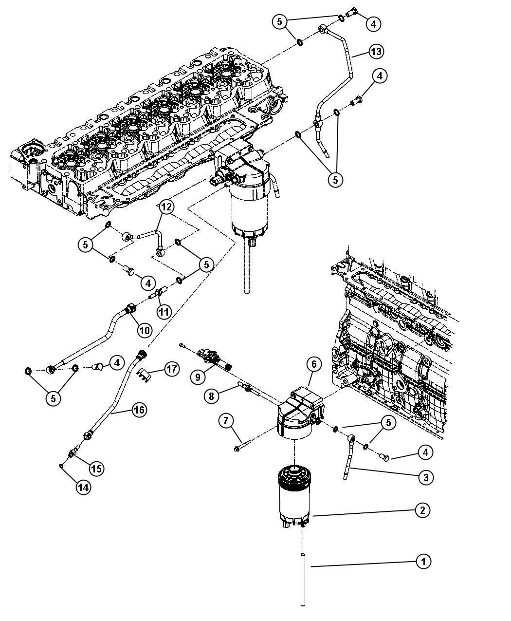 Diagram Fuel Filter Diesel 6.7L [6.7L I6 CUMMINS TURBO DIESEL ENGINE]. for your 2003 Chrysler 300  M 