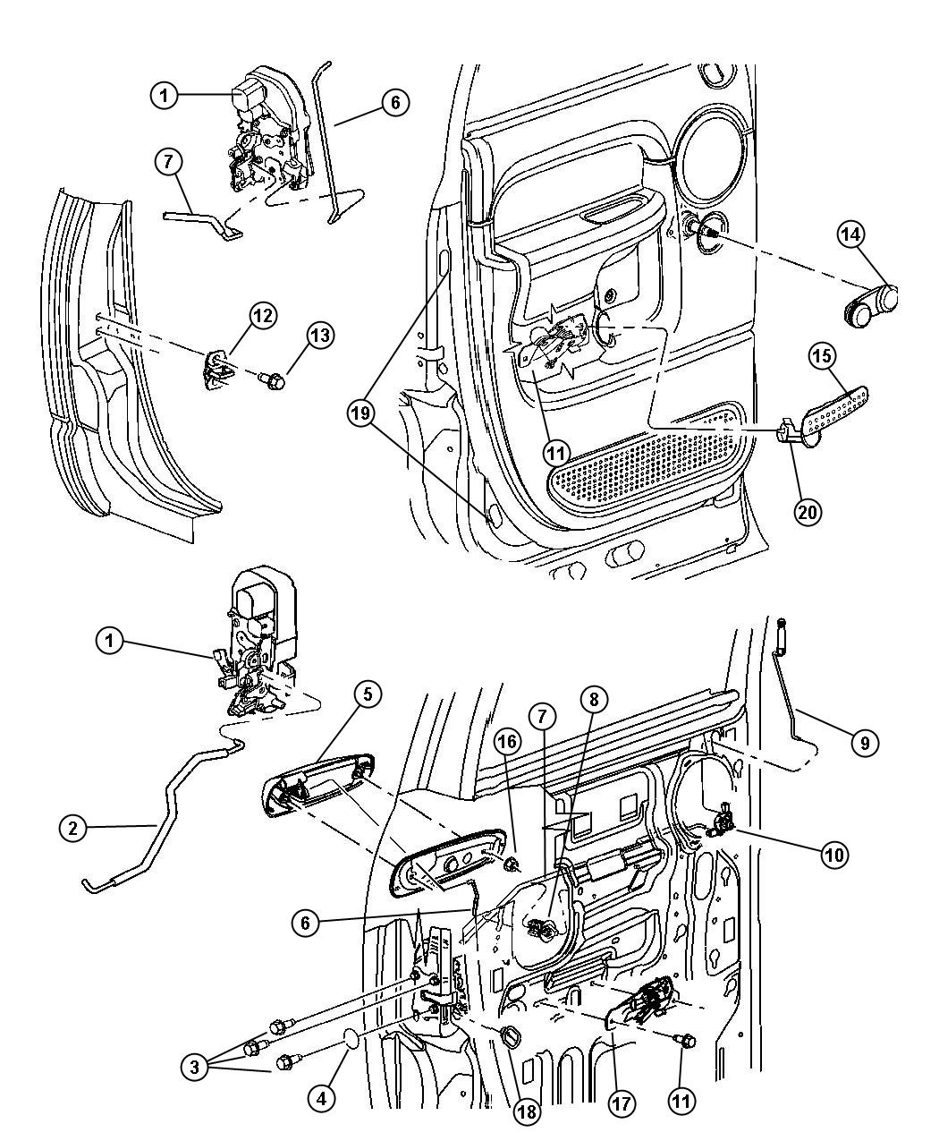 Diagram Door, Rear Lock And Controls. for your Dodge